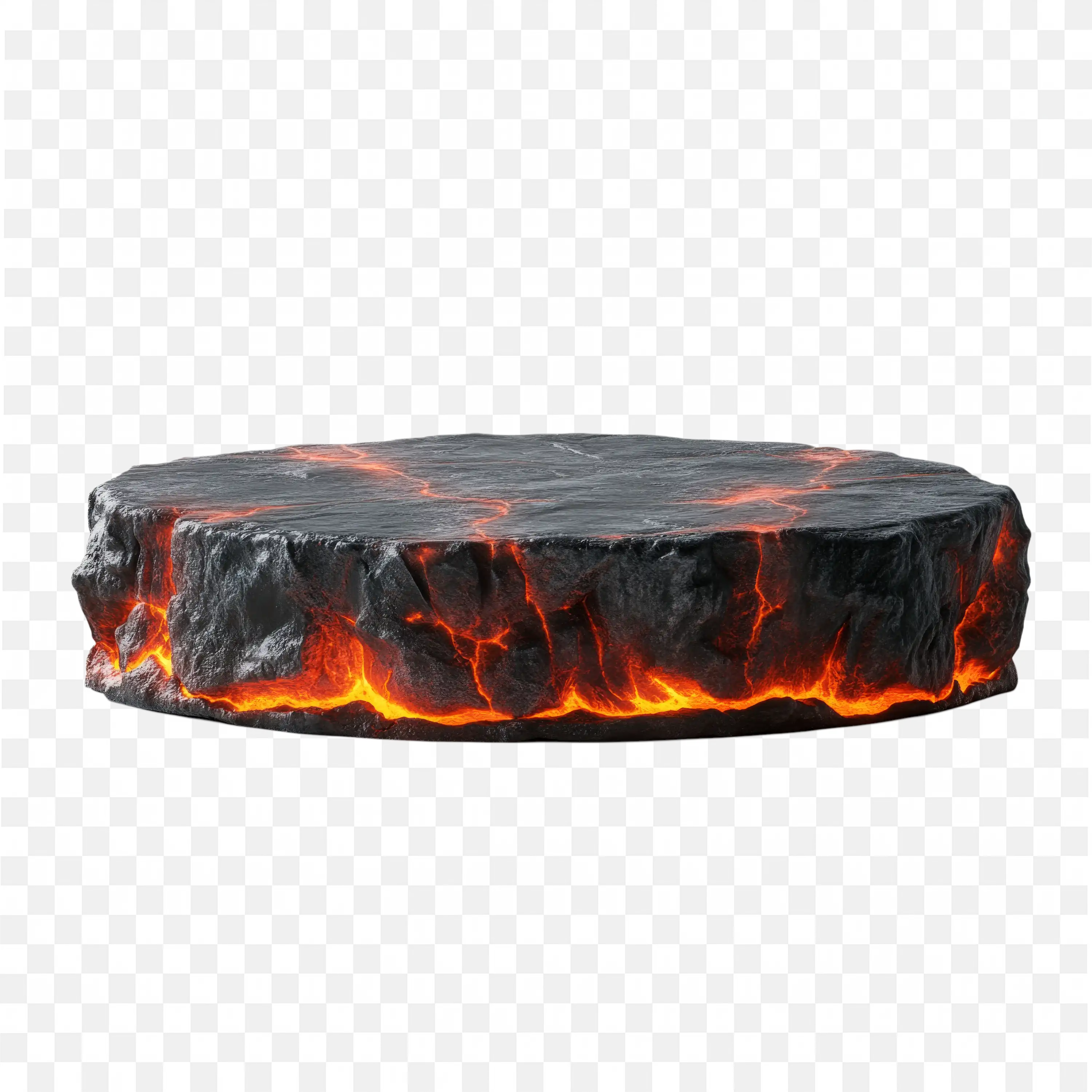Glowing Lava Stone with Cracked Hot Surface Art Free PNG