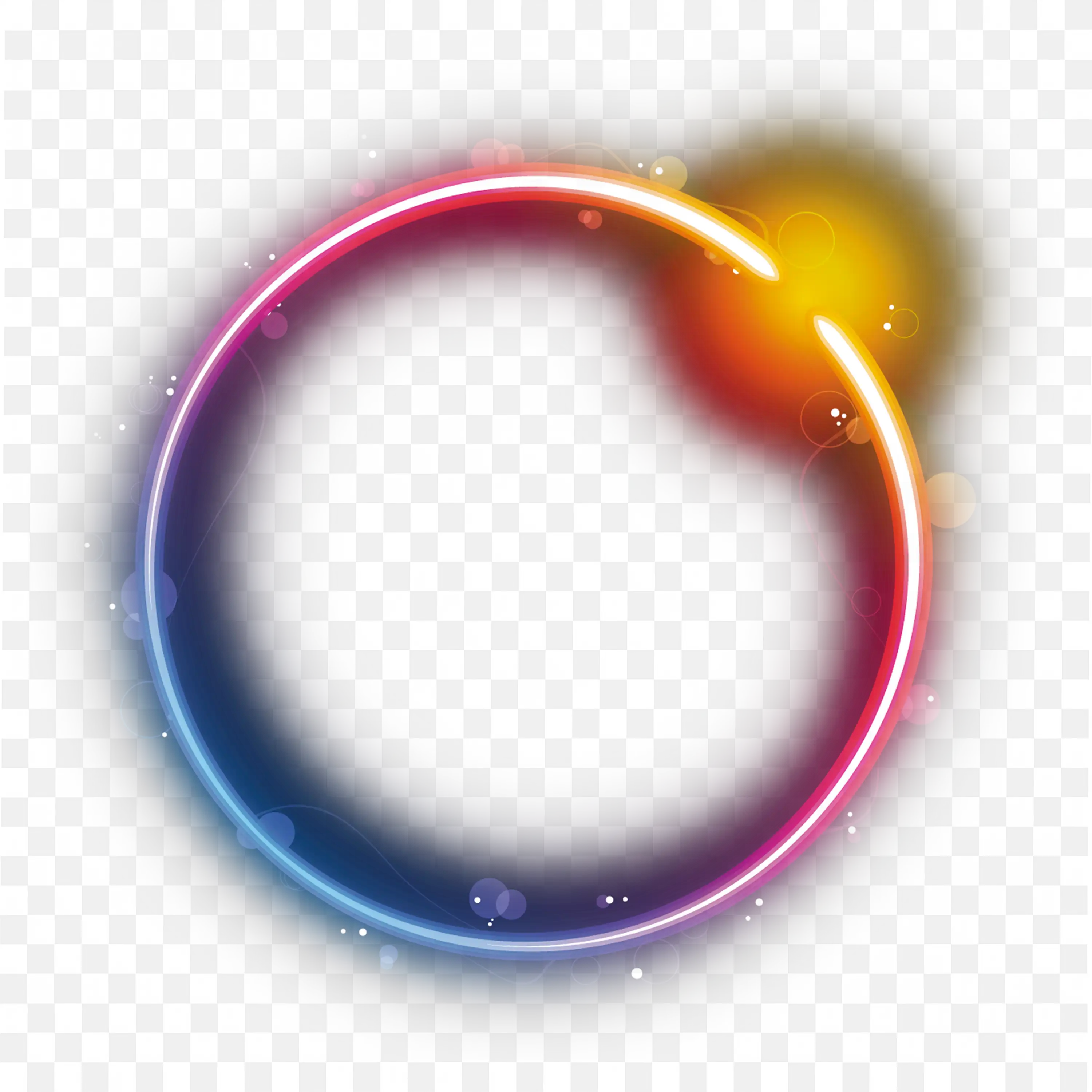 Glowing Neon Circle with Sparkles Clip Art Free PNG