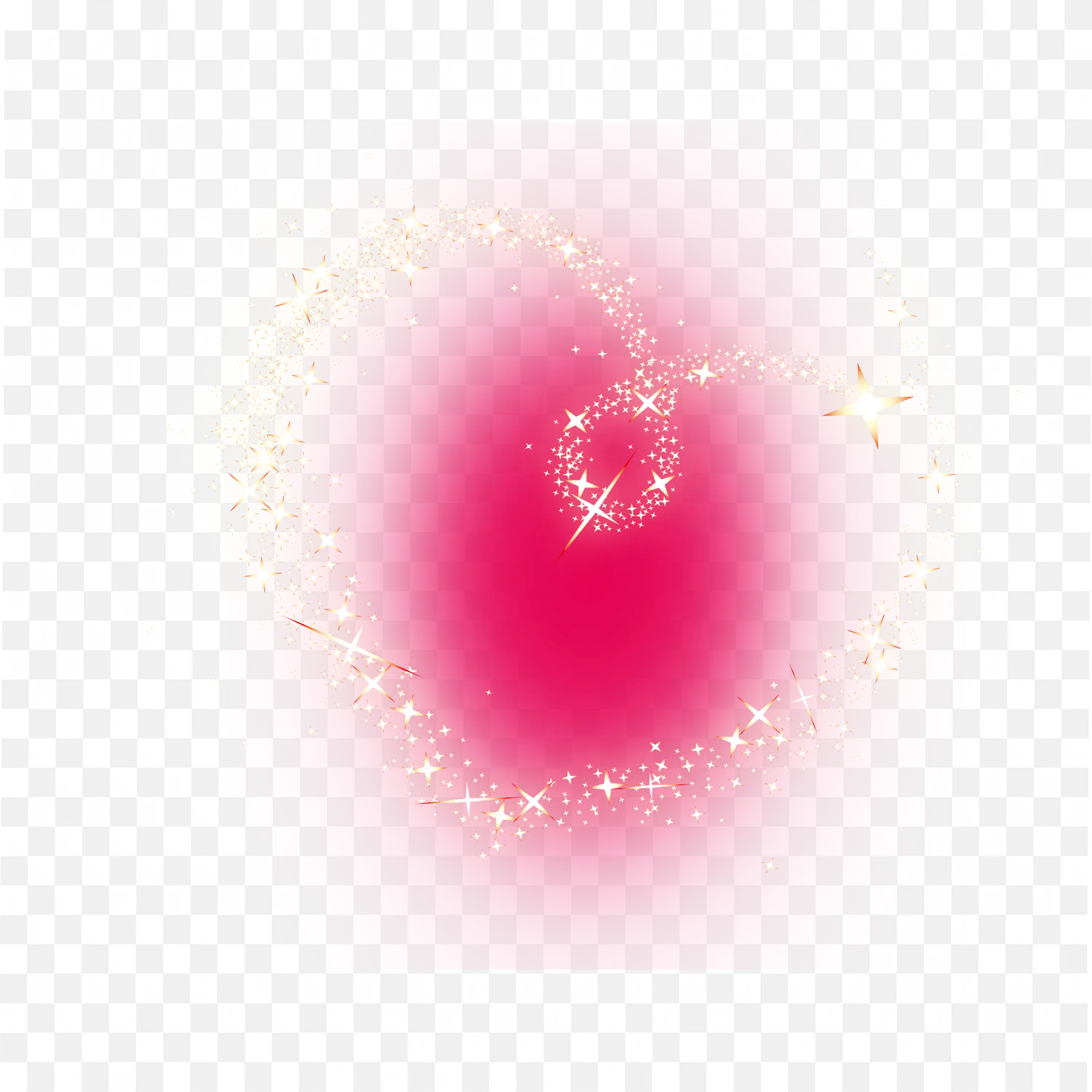 Glowing Pink Heart Line with Sparkling Star Particles PNG