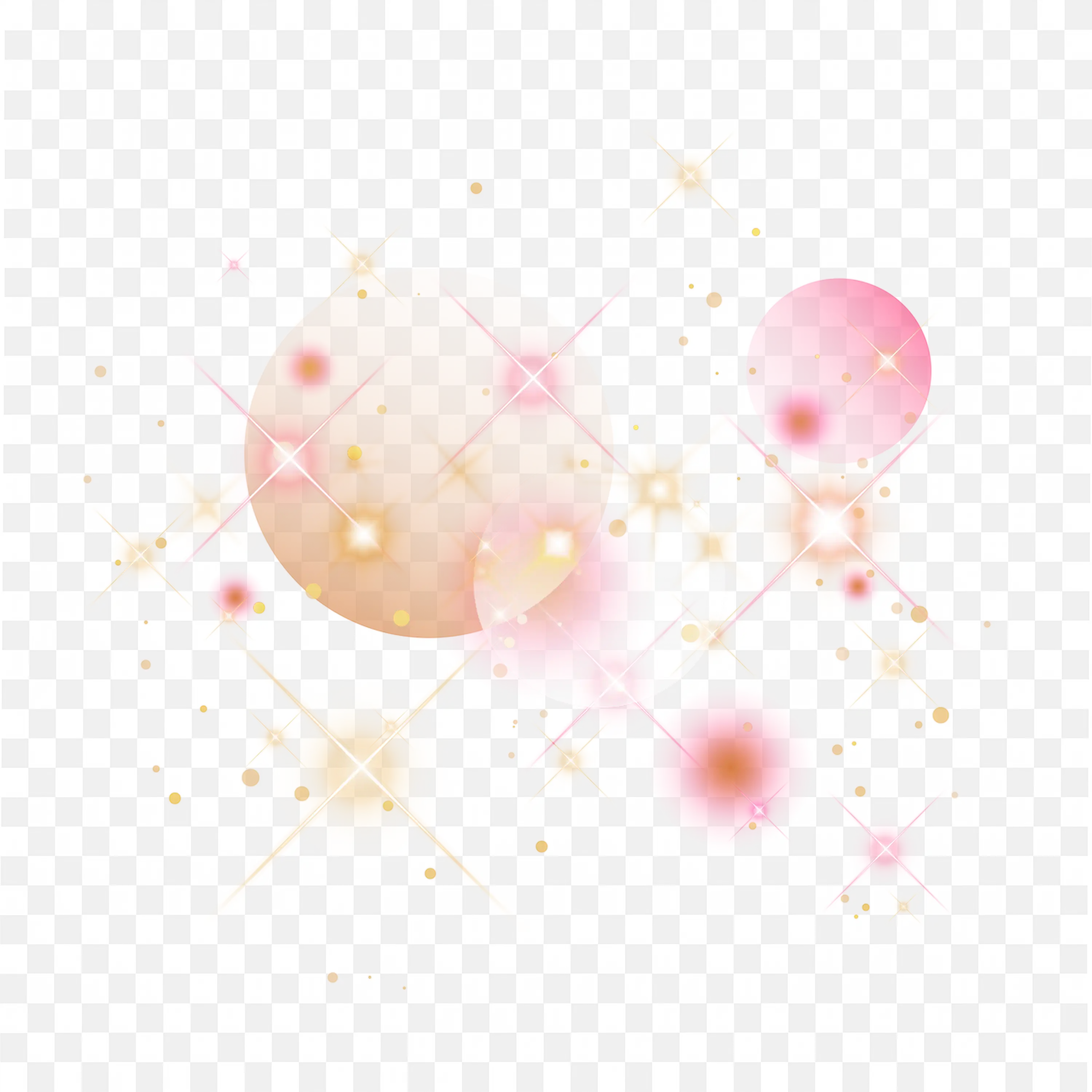 Glowing Pink and Orange Circles with Golden Sparkles PNG