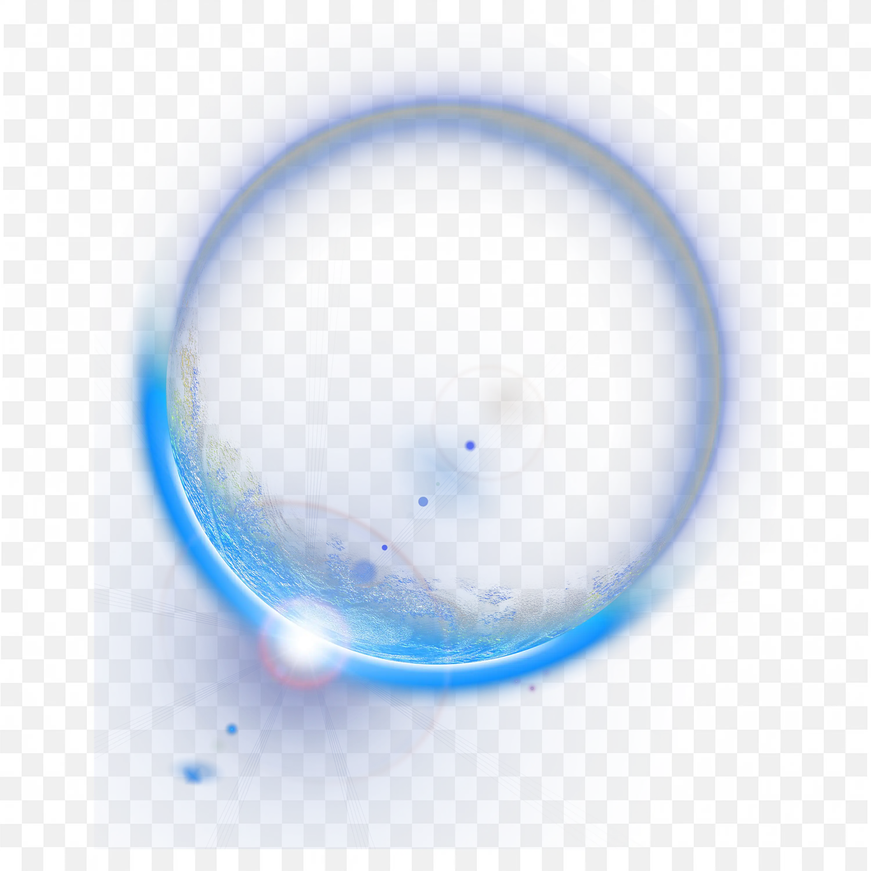 Glowing Planet with Light Flares and Blue Atmosphere PNG
