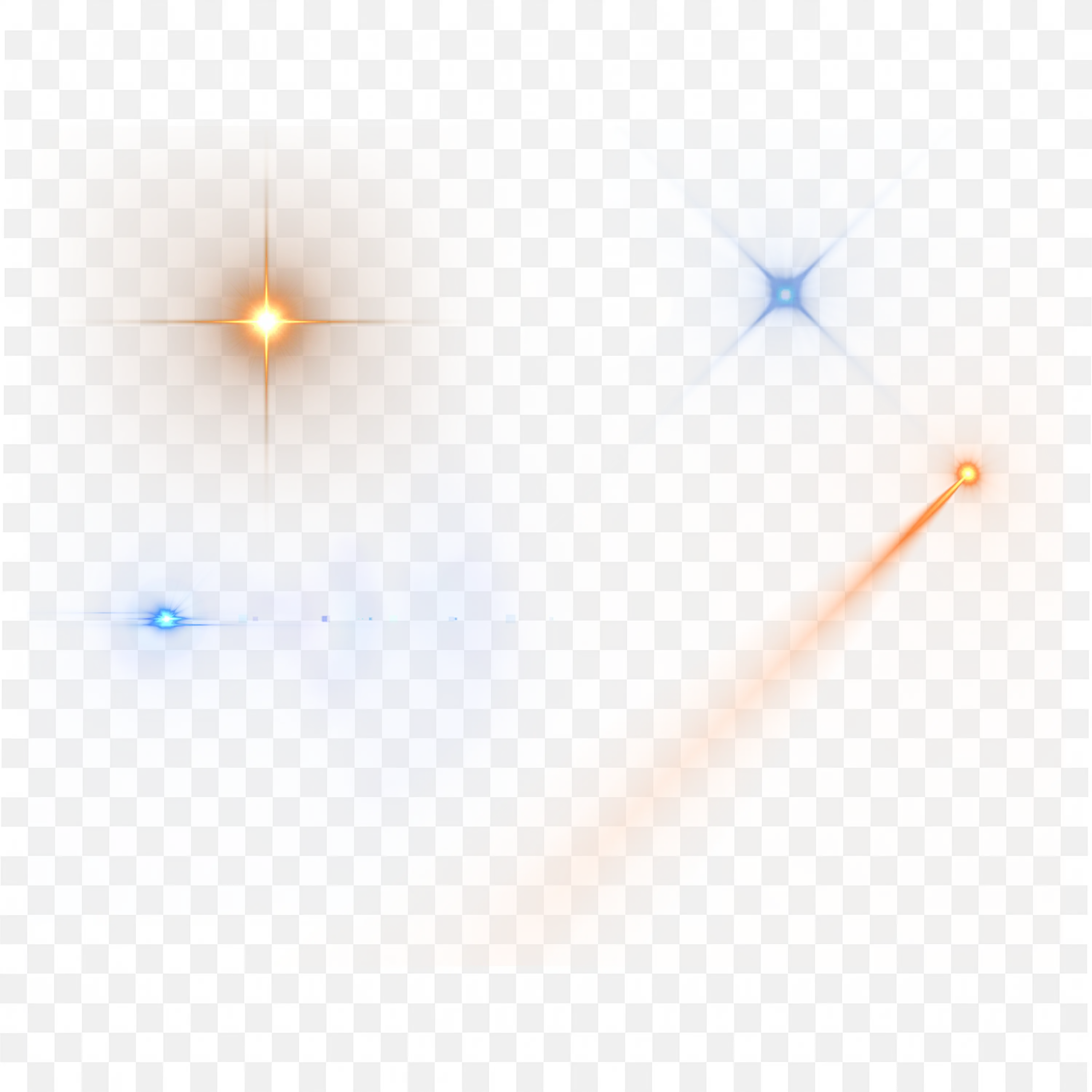 Glowing Stars with Blue and Orange Beams Free PNG