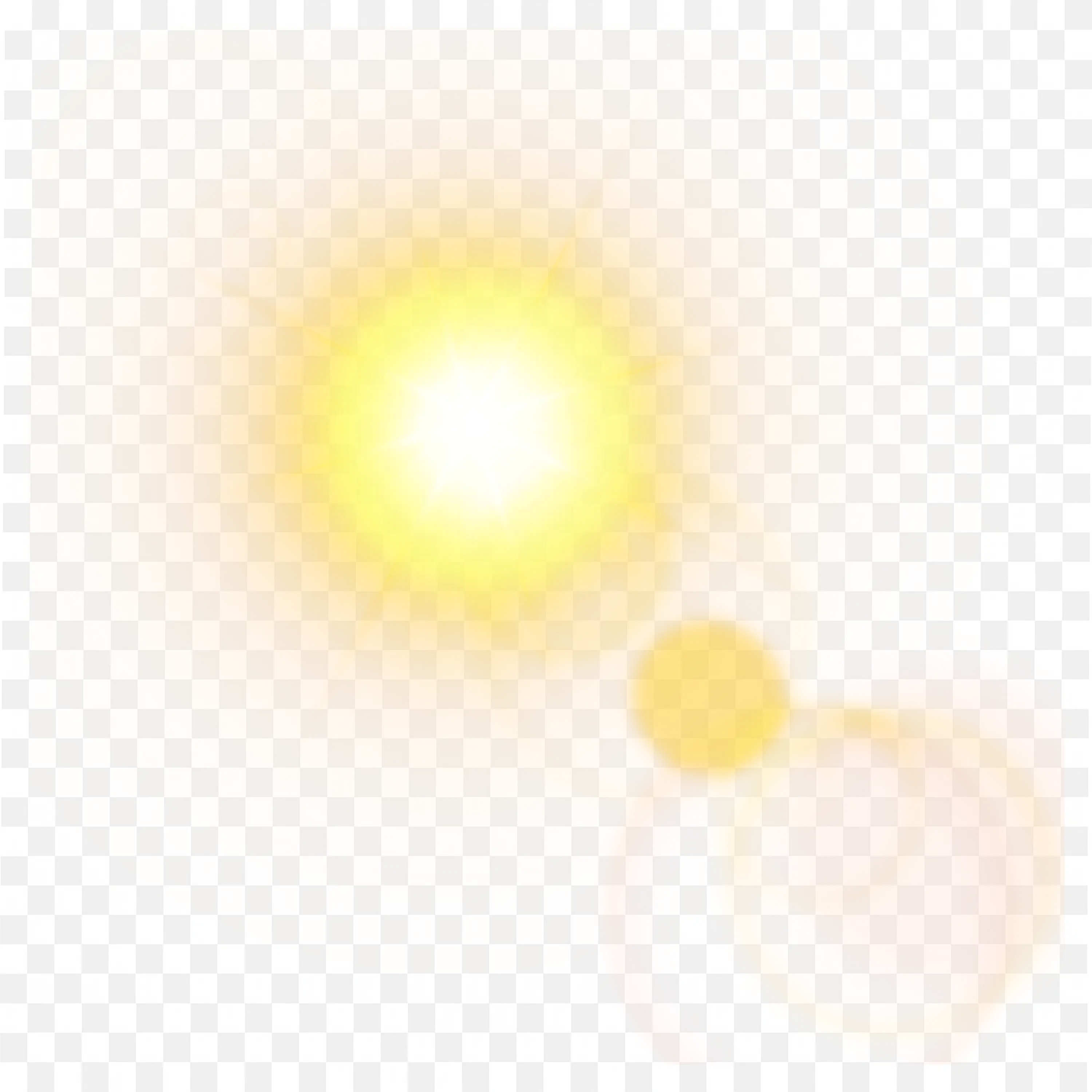 Glowing Yellow Sunburst with Light Flare Effects PNG