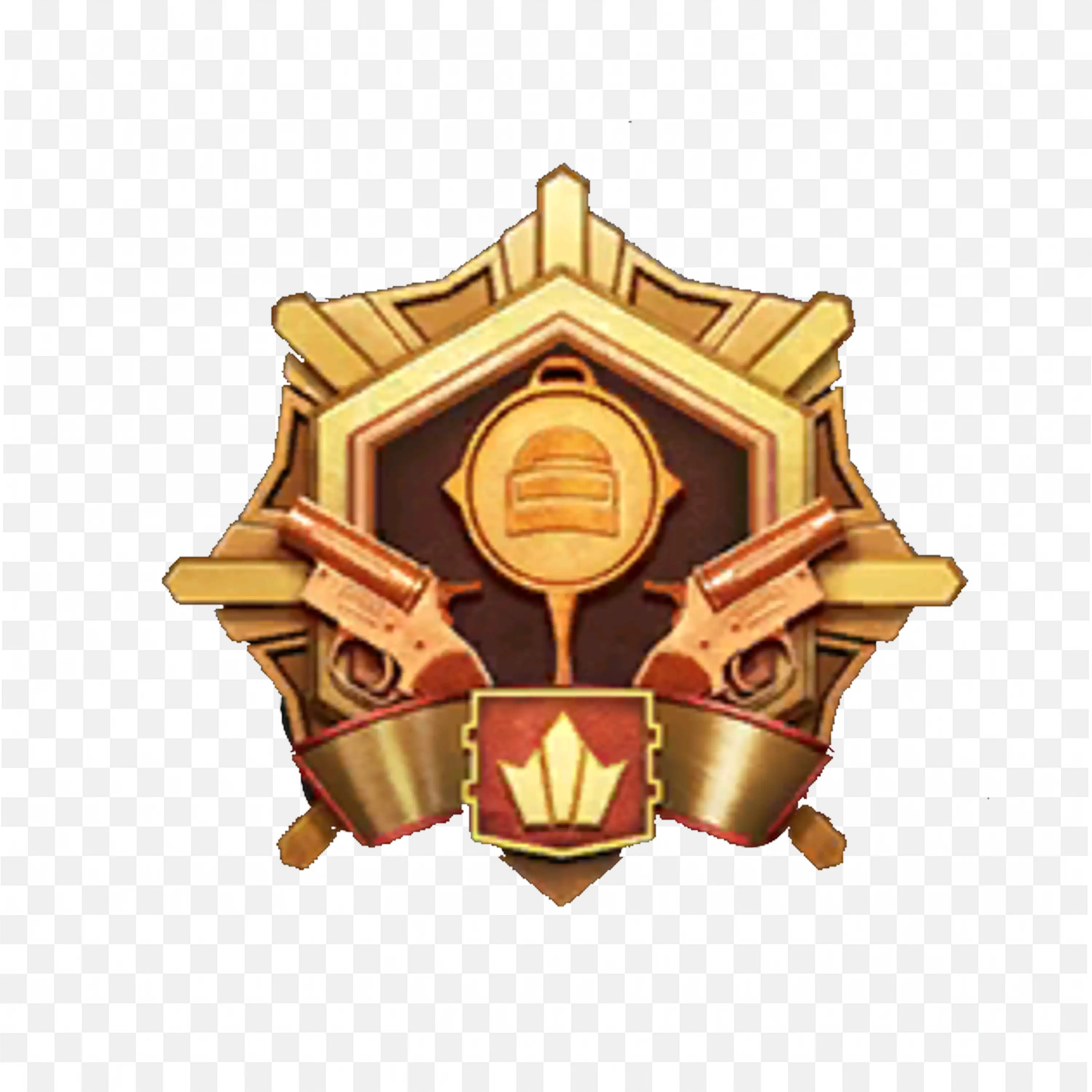 Golden Badge with Crossed Guns and Shield Emblem Free PNG