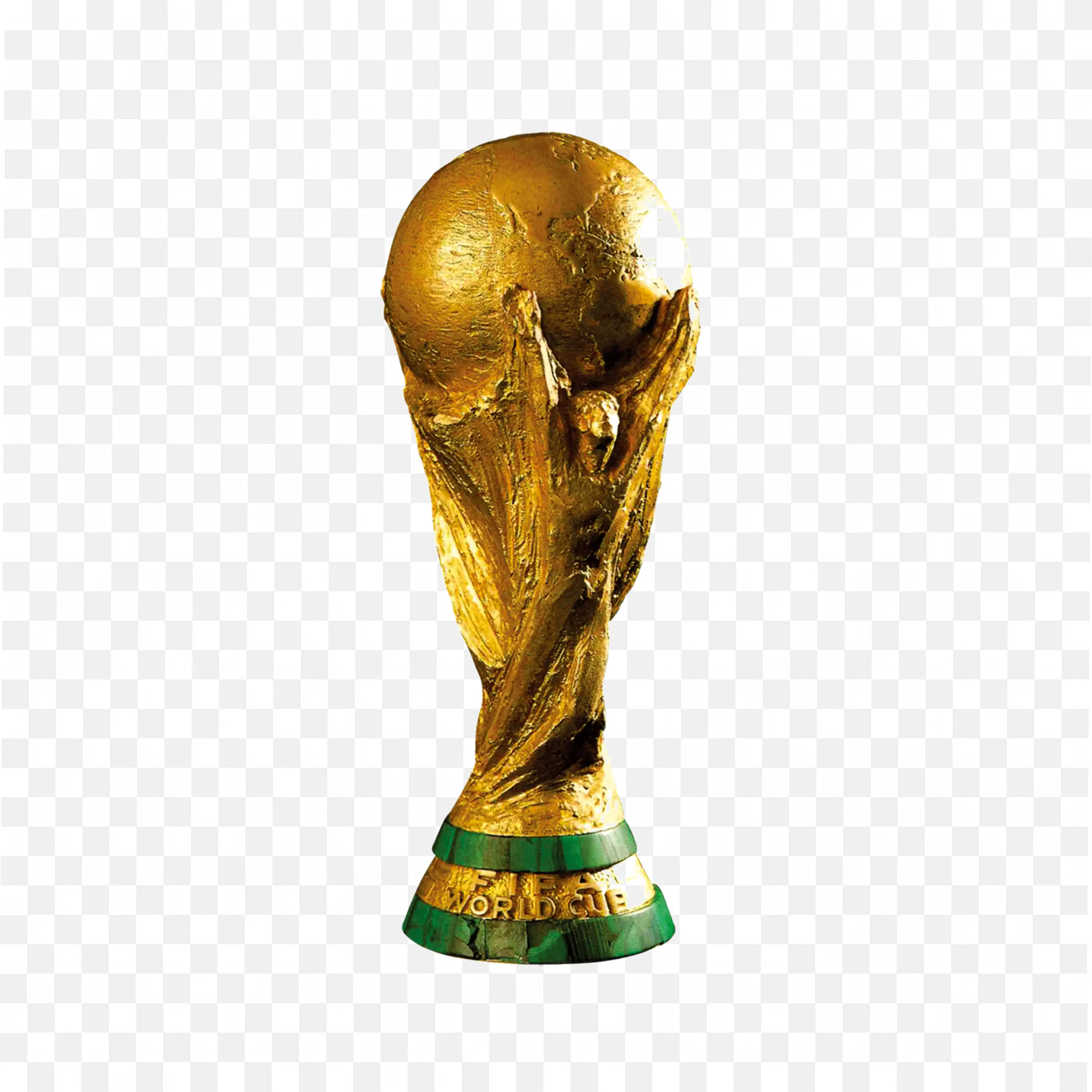 Golden Fifa World Cup Trophy with White Background PNG Image