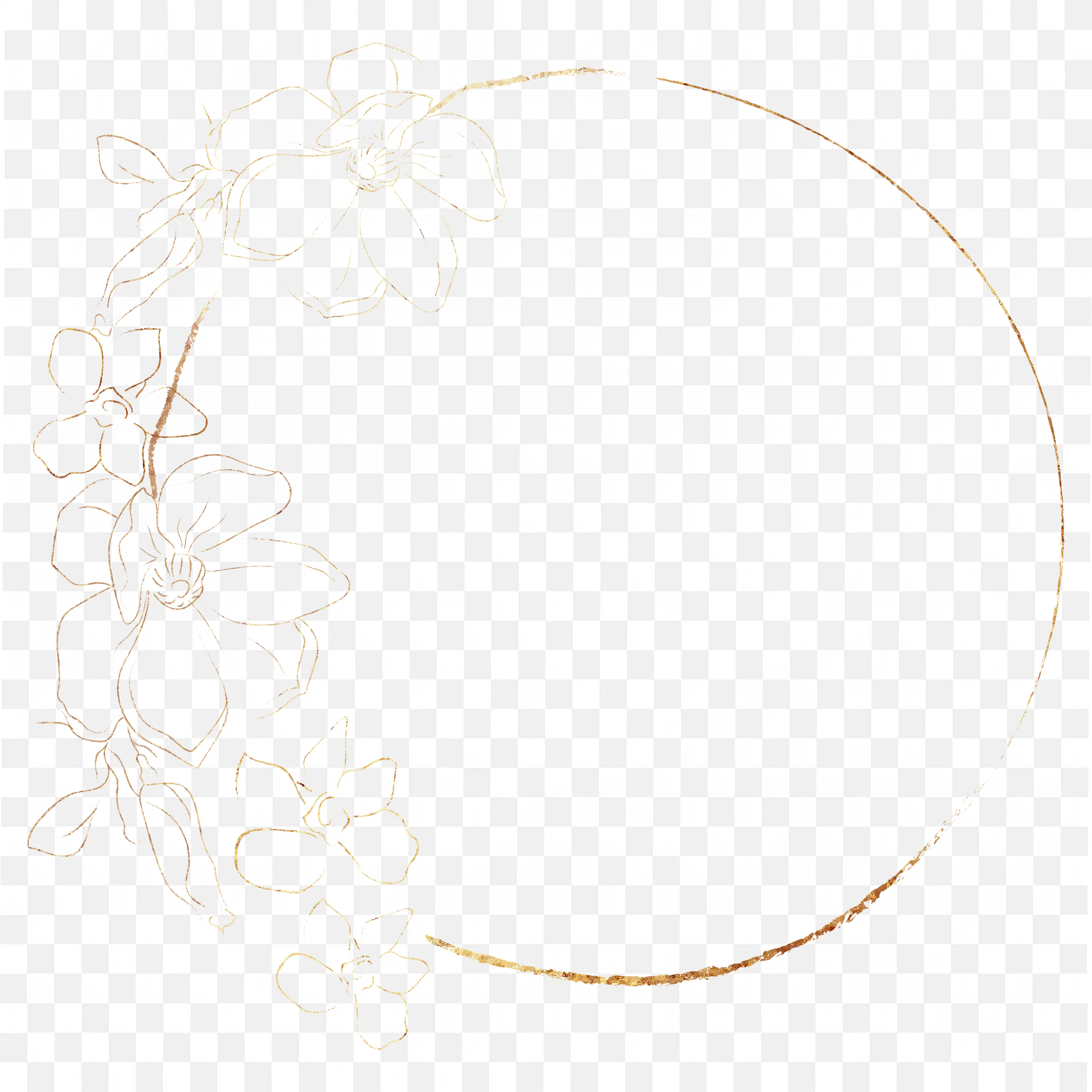 Golden Floral Circle Frame for Invitation Cards Clip Art