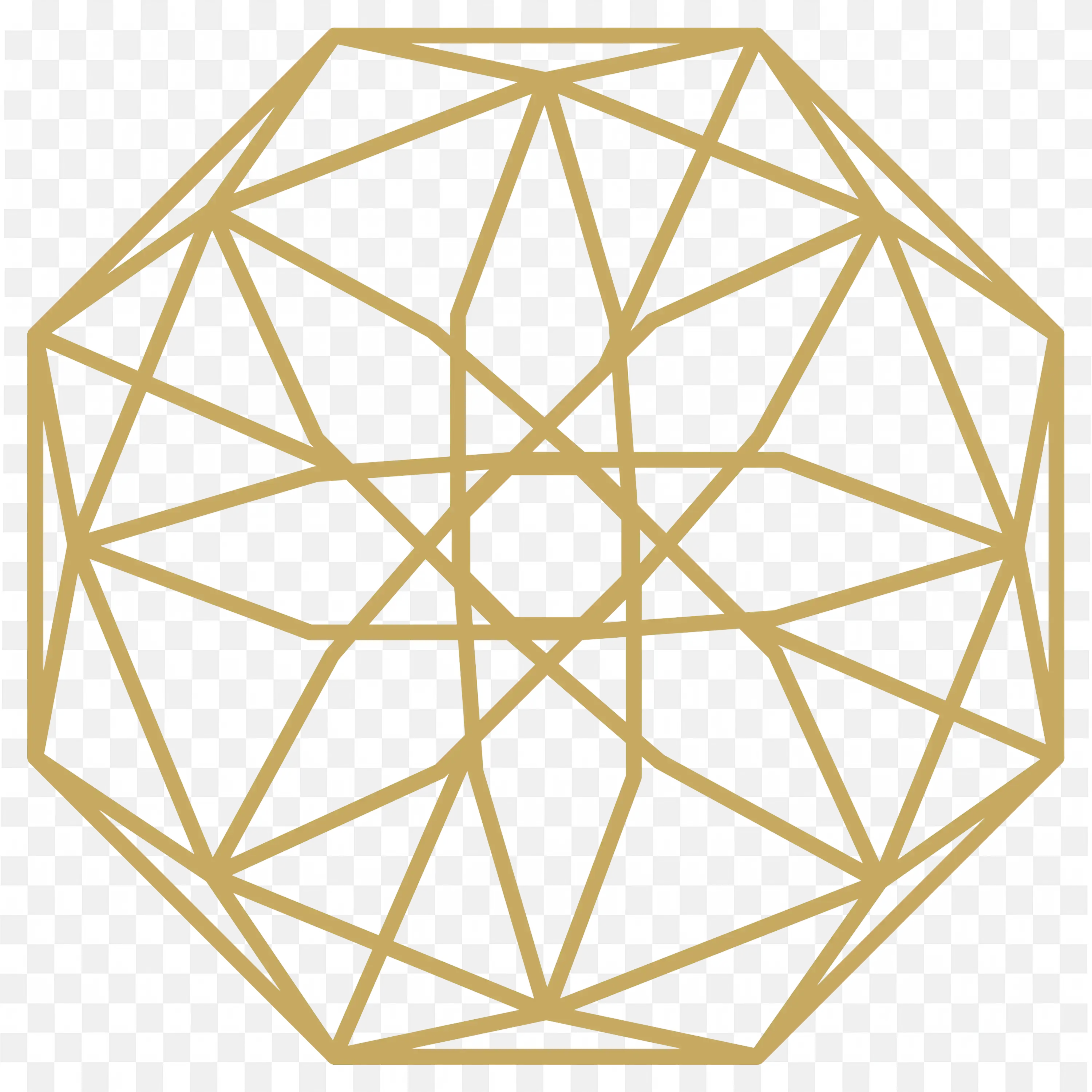 Golden Geometric Polygon Star Design with Detailed Lines PNG