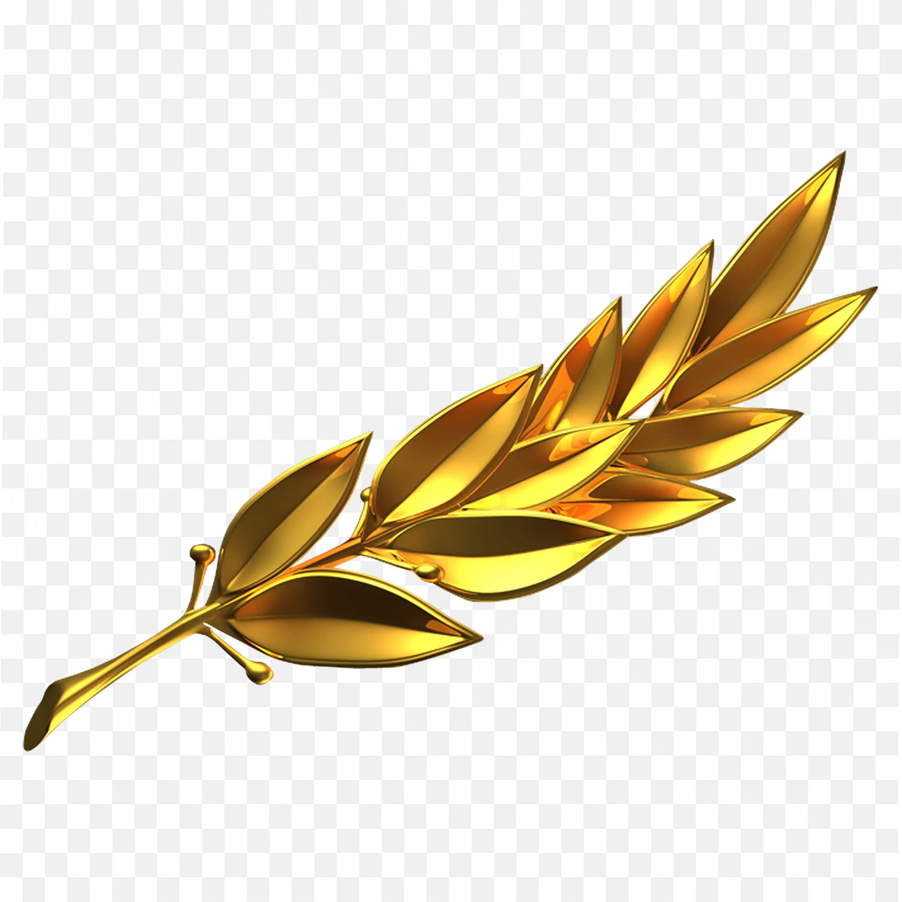 Golden Olive Branch with Shine on White Background Free PNG