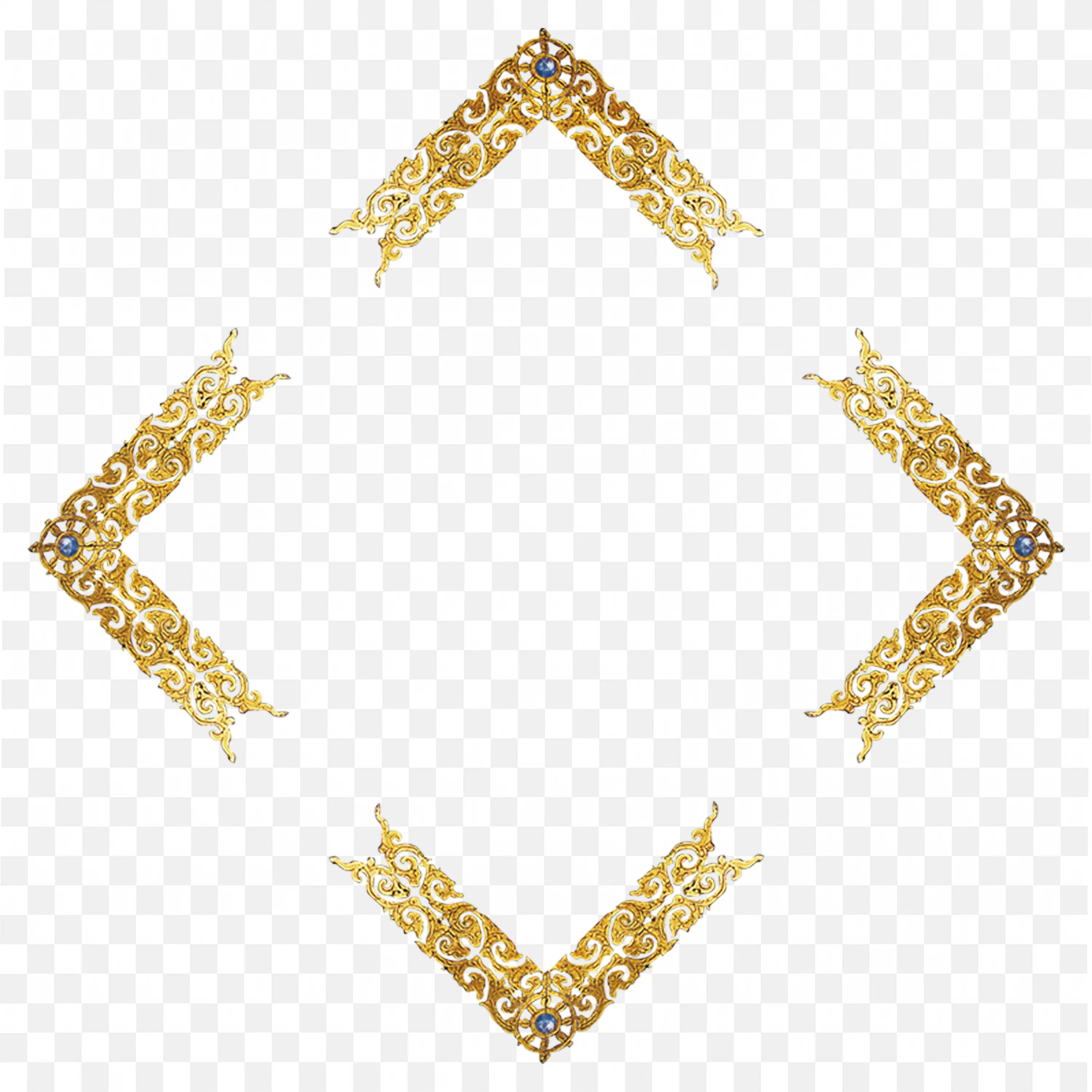 Golden Ornamental Frame Corners Design Clip Art PNG Download