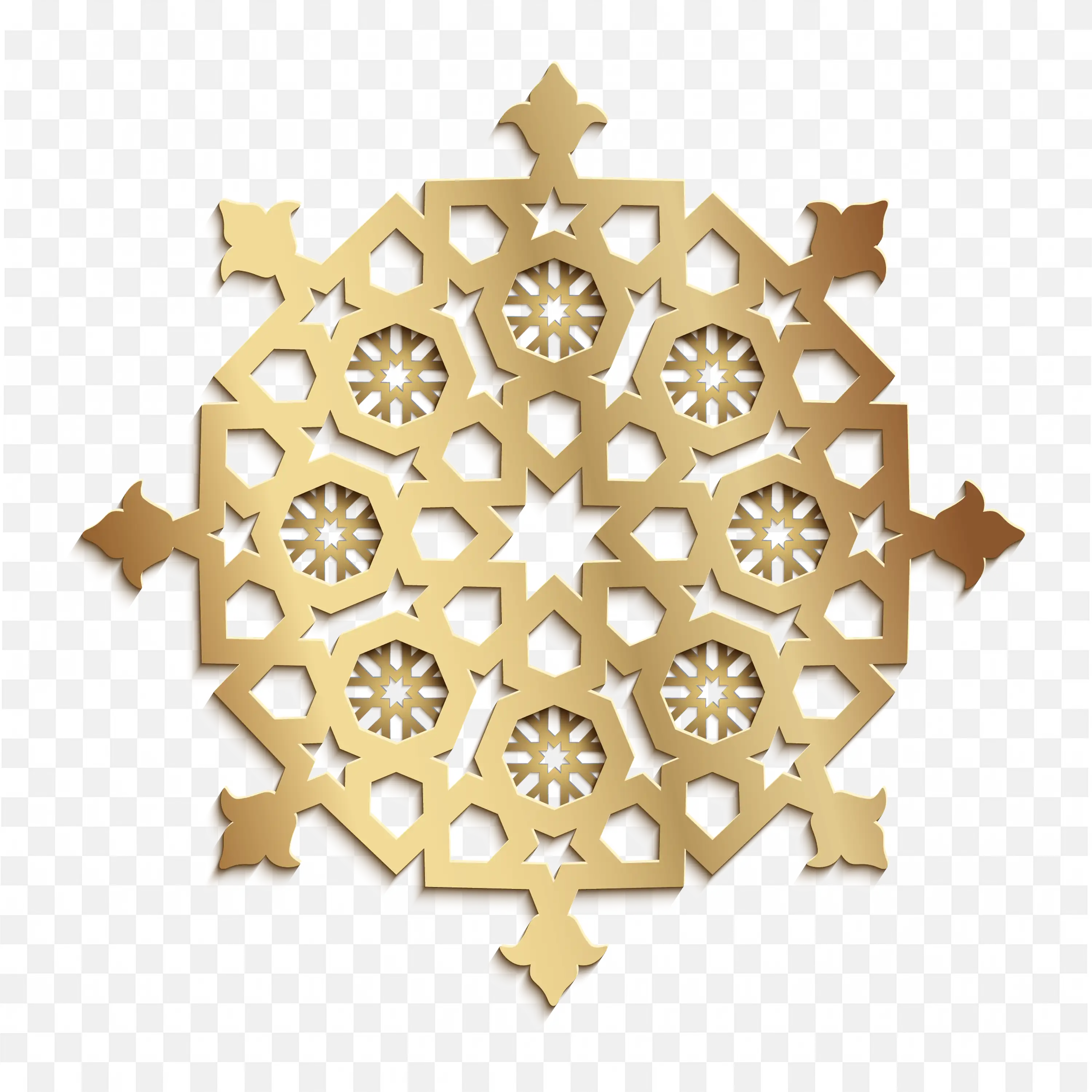 Golden Snowflake with Detailed Patterns Clip Art PNG Image