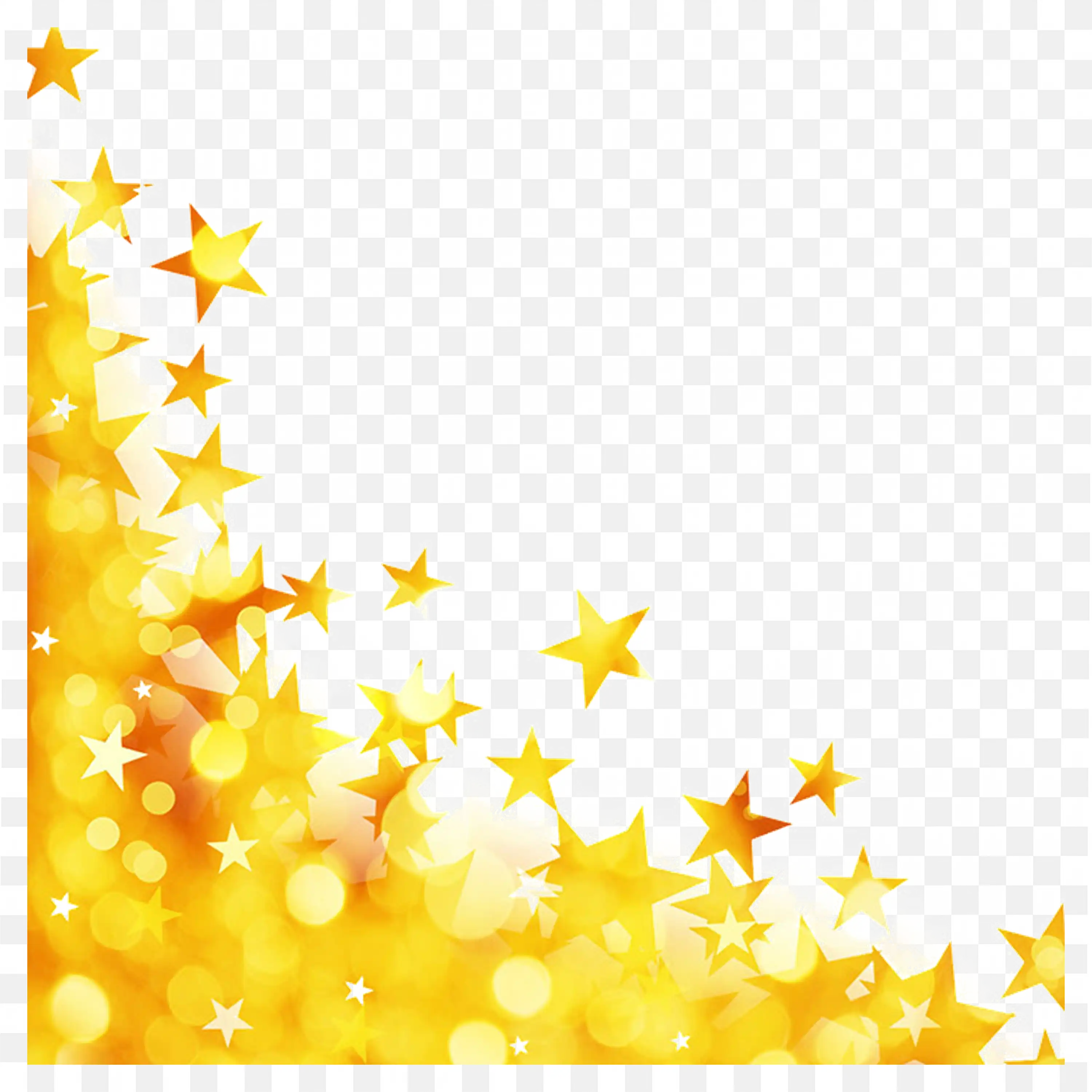 Golden Stars Sparkling on a Bright Yellow Background PNG