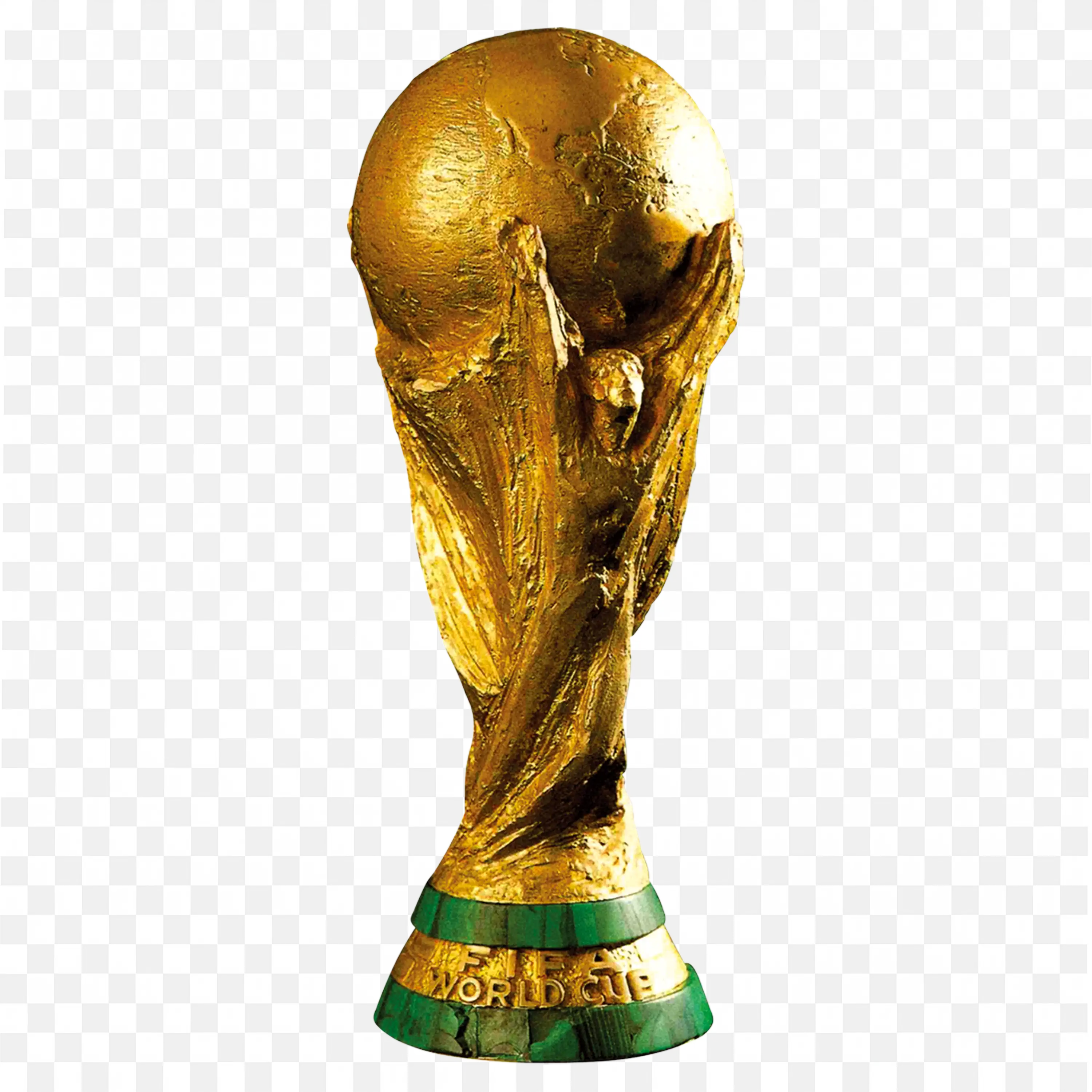 Golden World Cup Trophy Standing with Shinning PNG Download