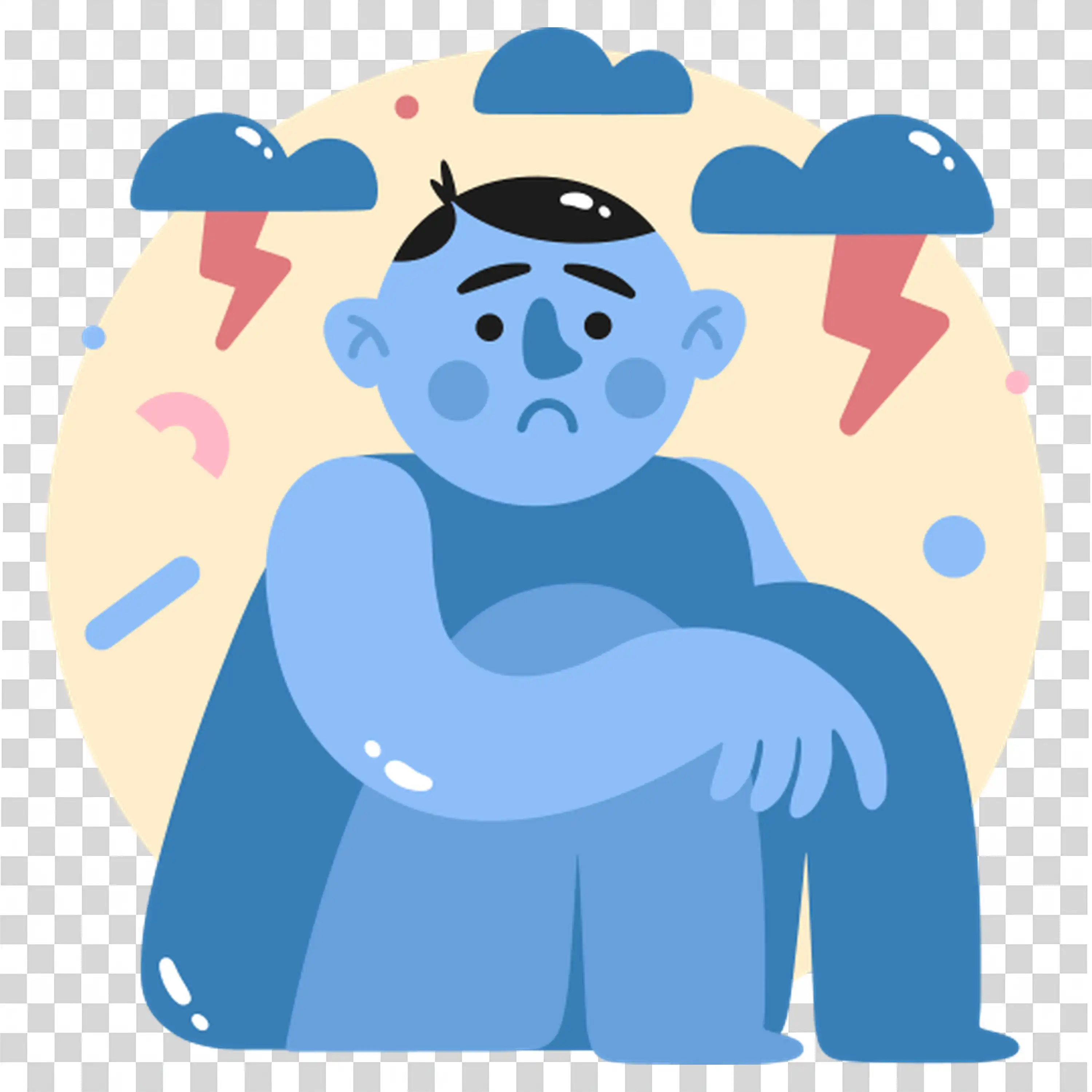 Gorilla Looking Sad with Tear and Doodle Symbols free PNG