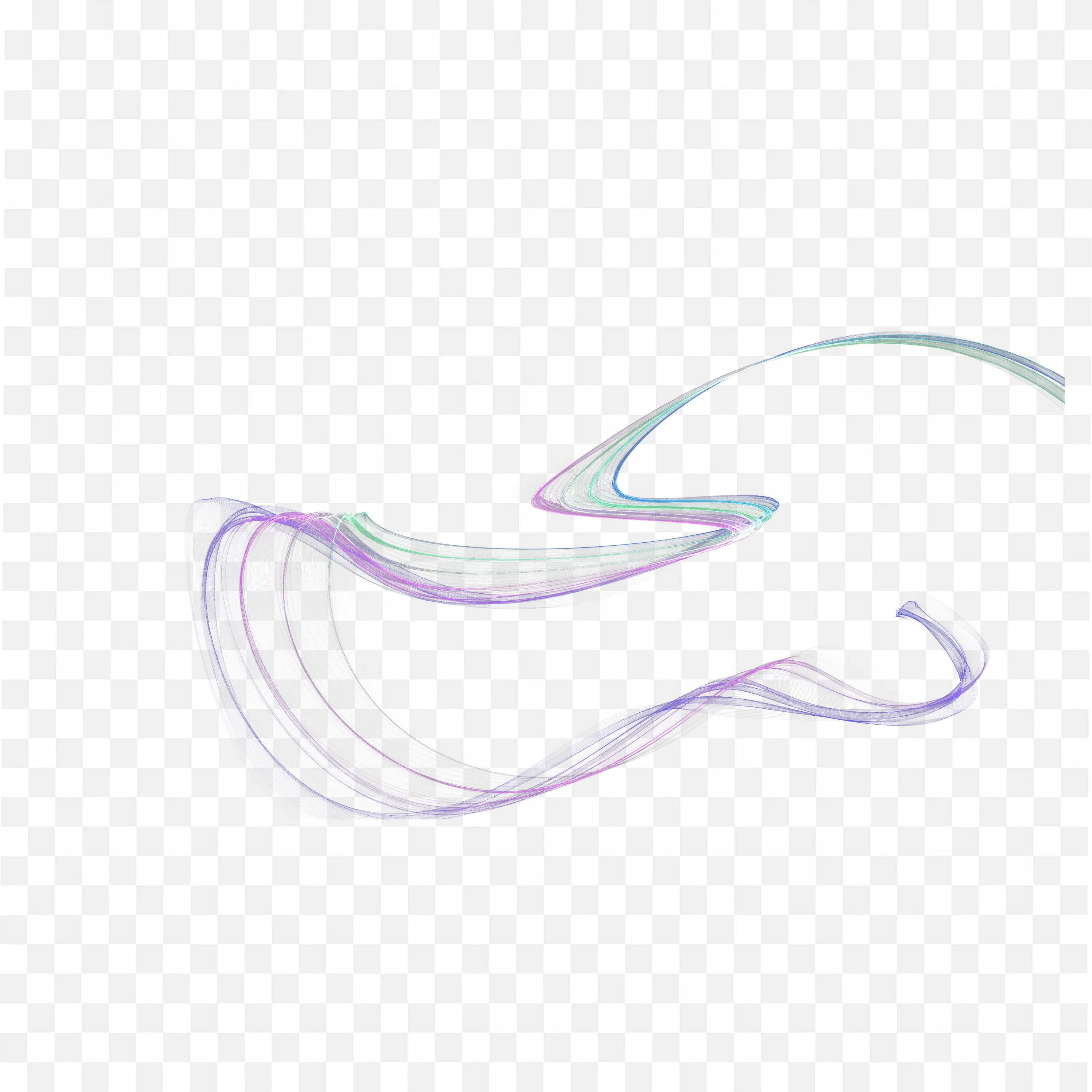 Graceful Purple and Teal Ribbon in Smooth Air Motion PNG