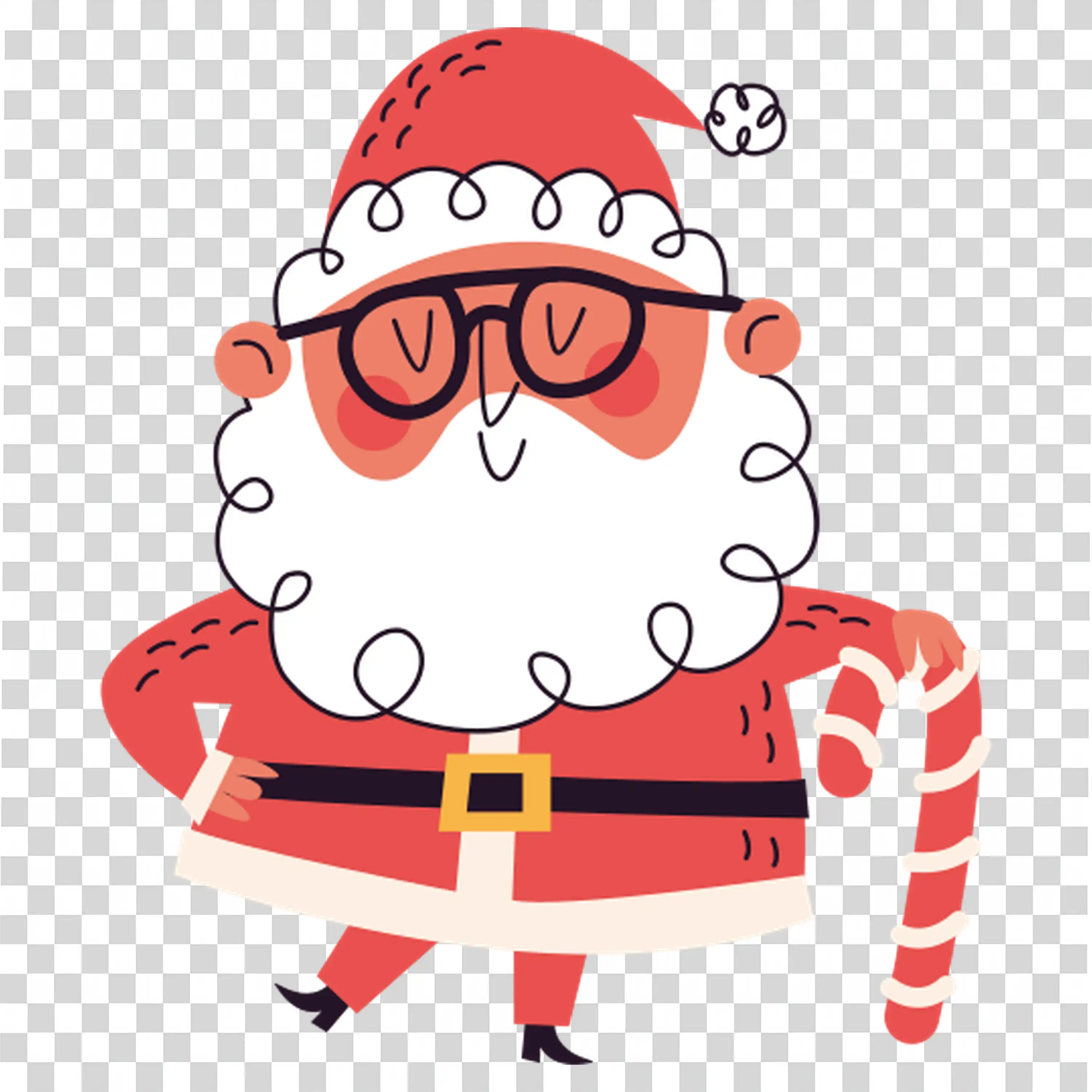 Grandma Sitting in Chair Holding Candy Cane and Smiling