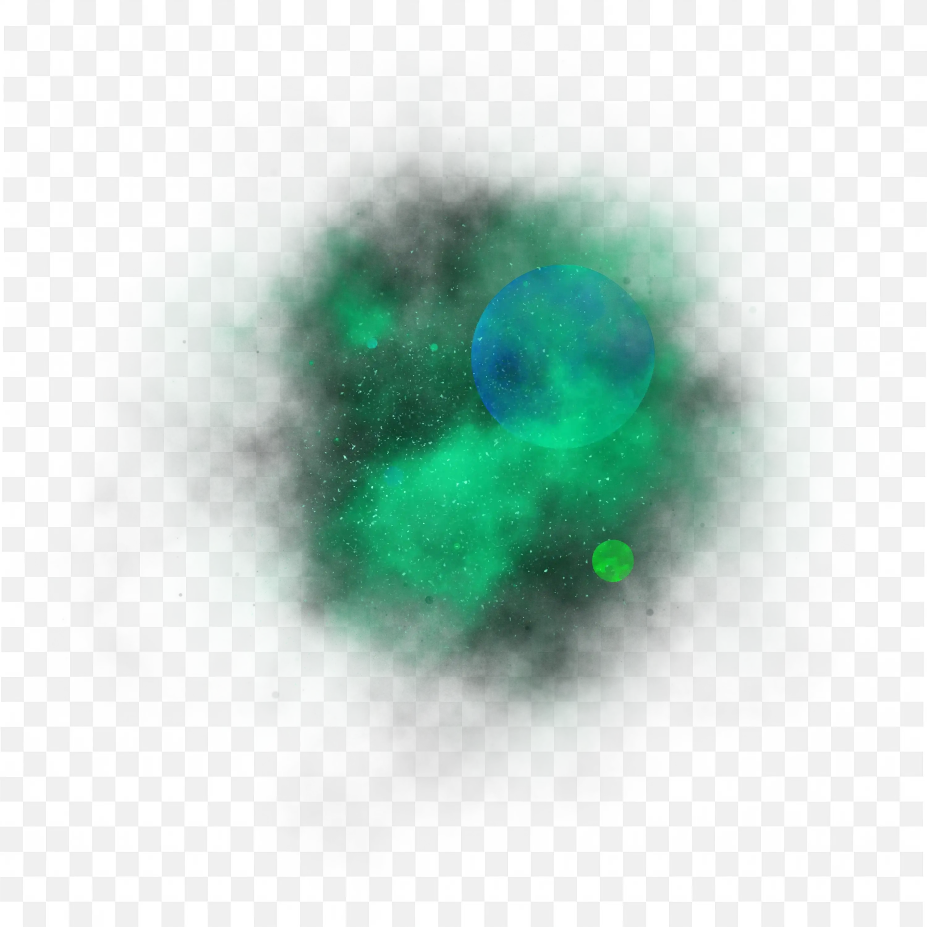 Green Blue and Black Smoky Cosmic with Blue Planet View