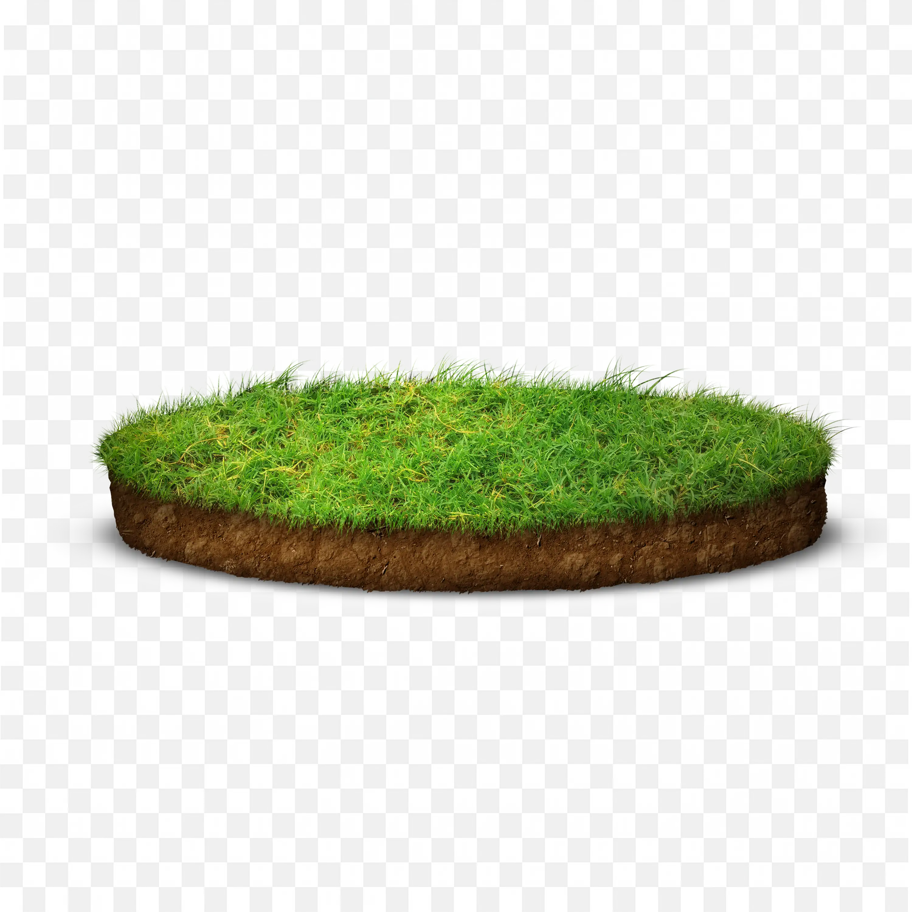 Green Grass Area with Visible Soil Layer Clip Art PNG