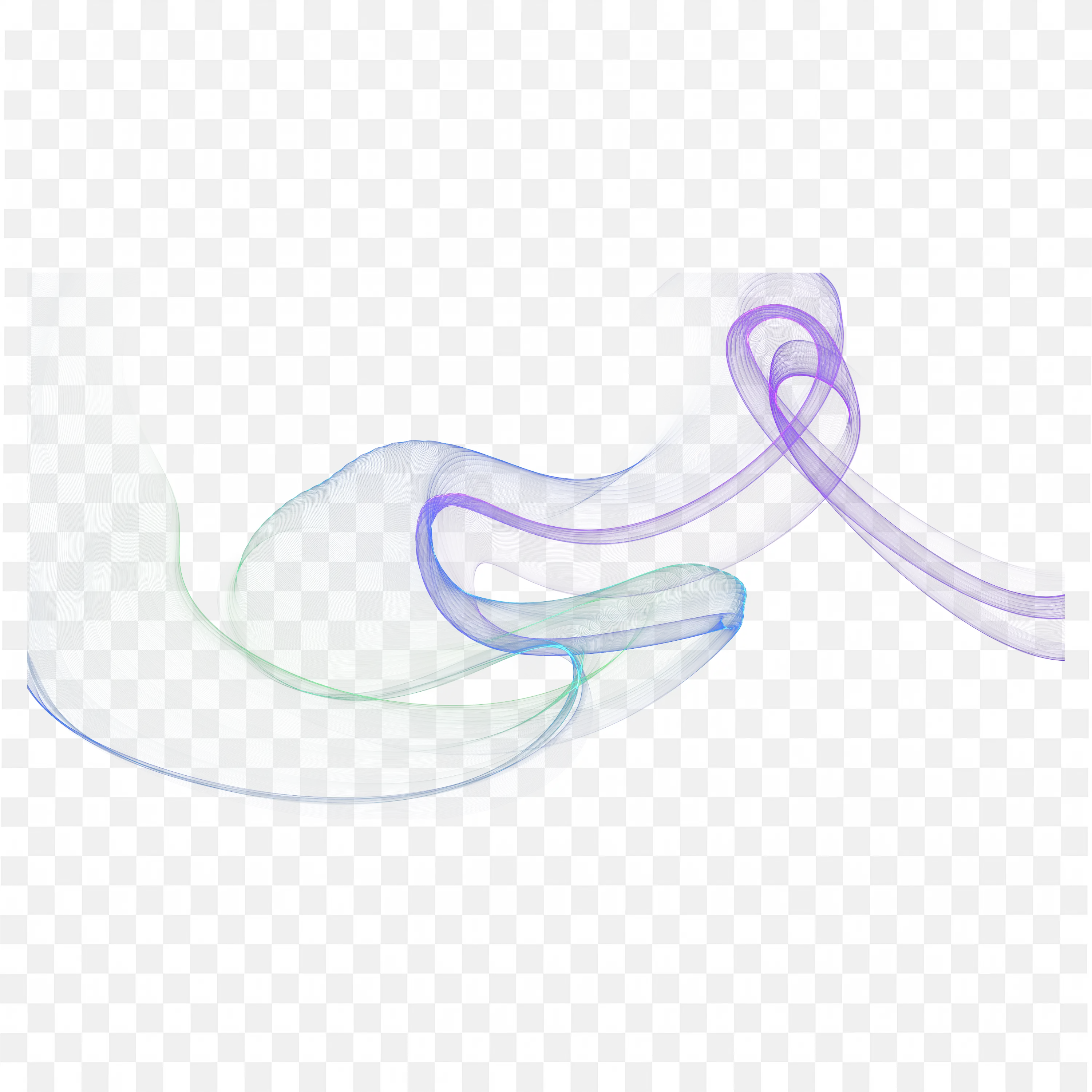 Green and Purple Blue Smoke Ribbons Twisting in the Air