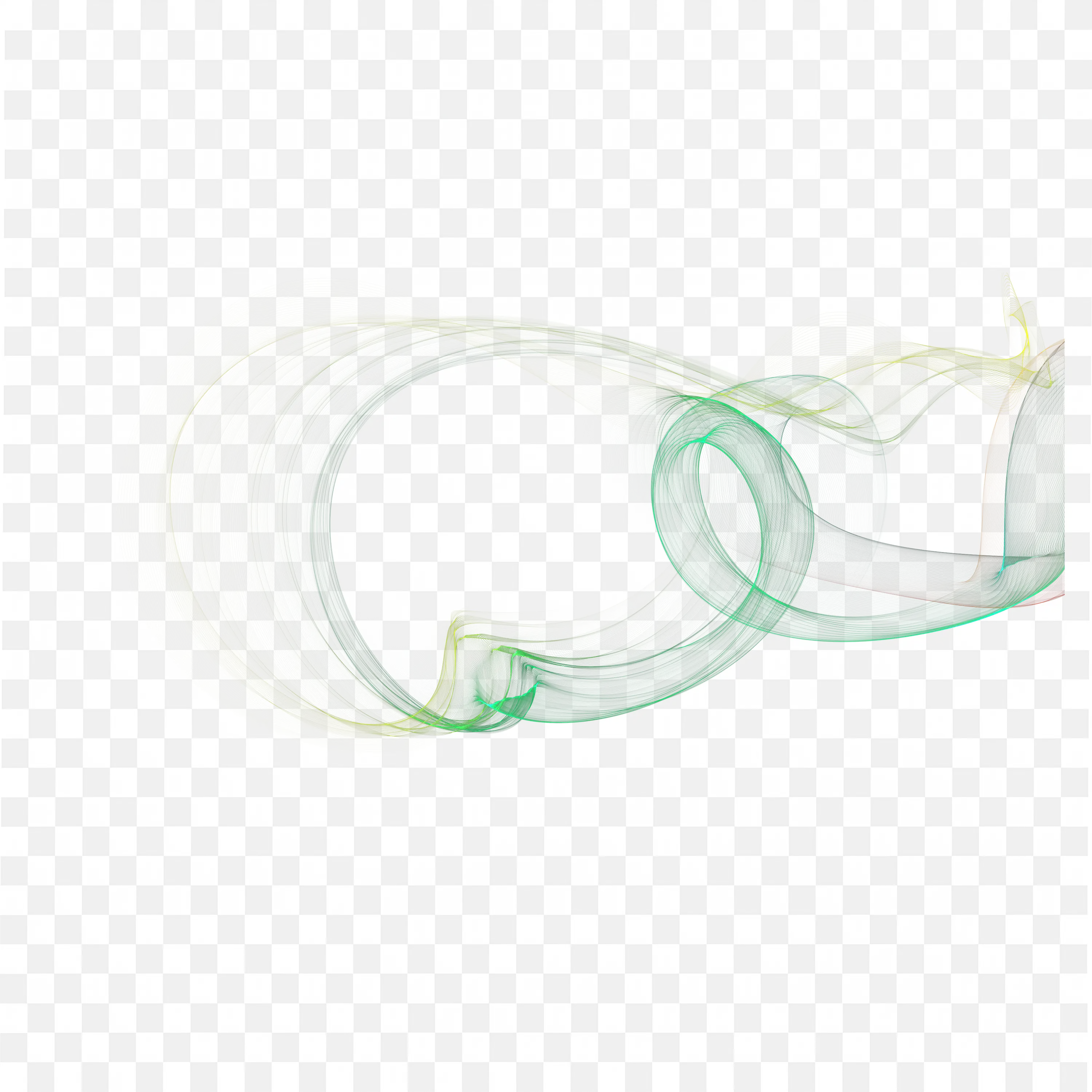 Green and Yellow Smoke Swirls Blending in White Background