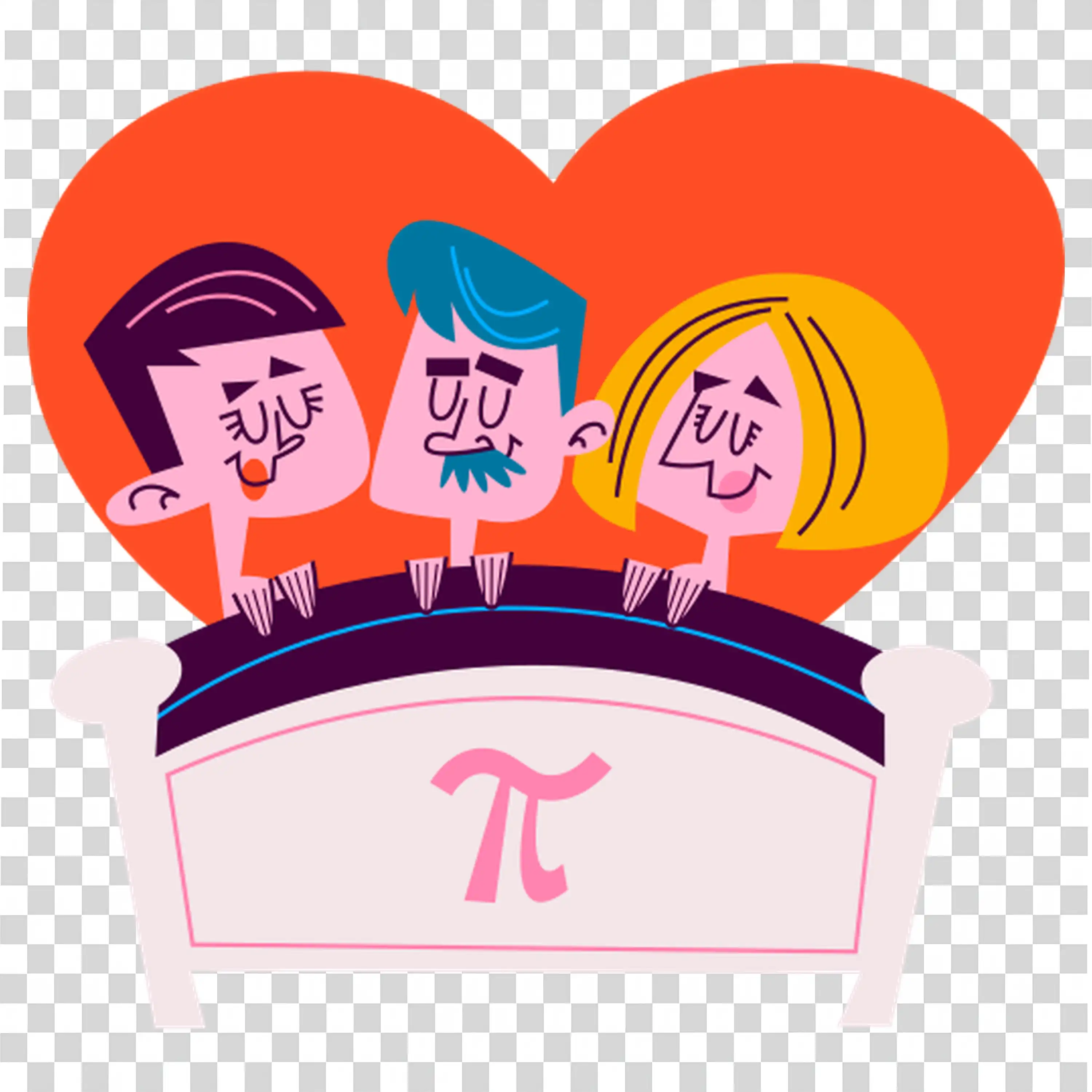 Group of kids celebrating pi day with fun math signs