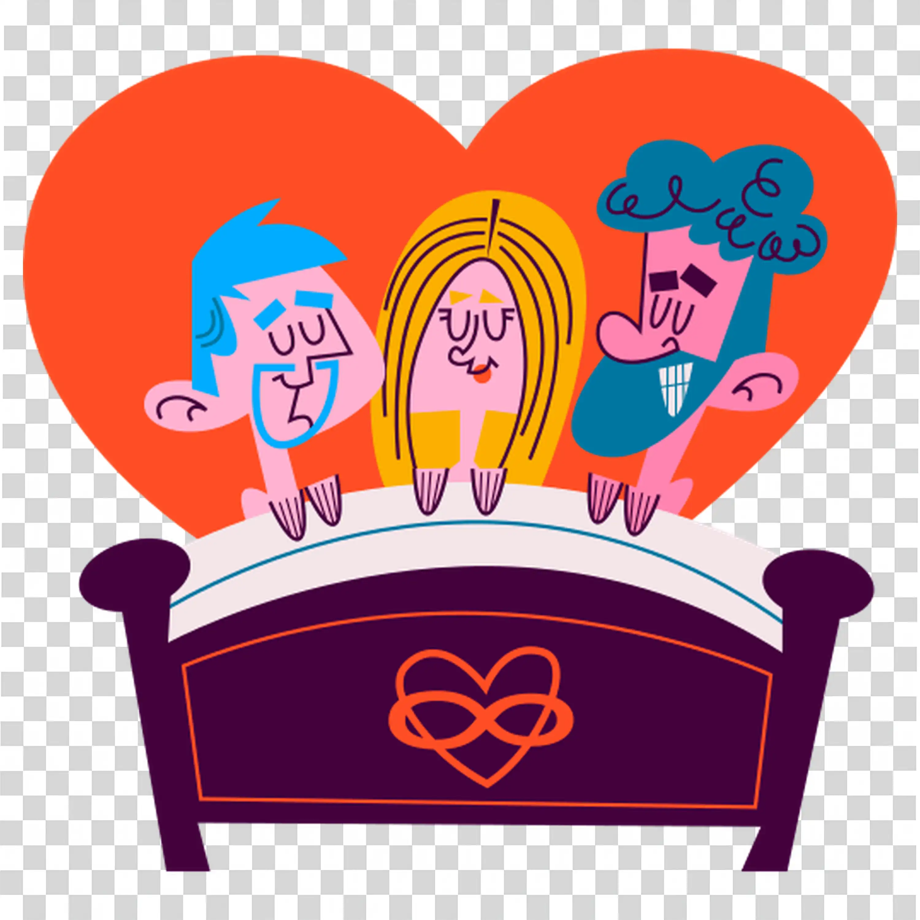 Group of women with hearts showing affection free PNG