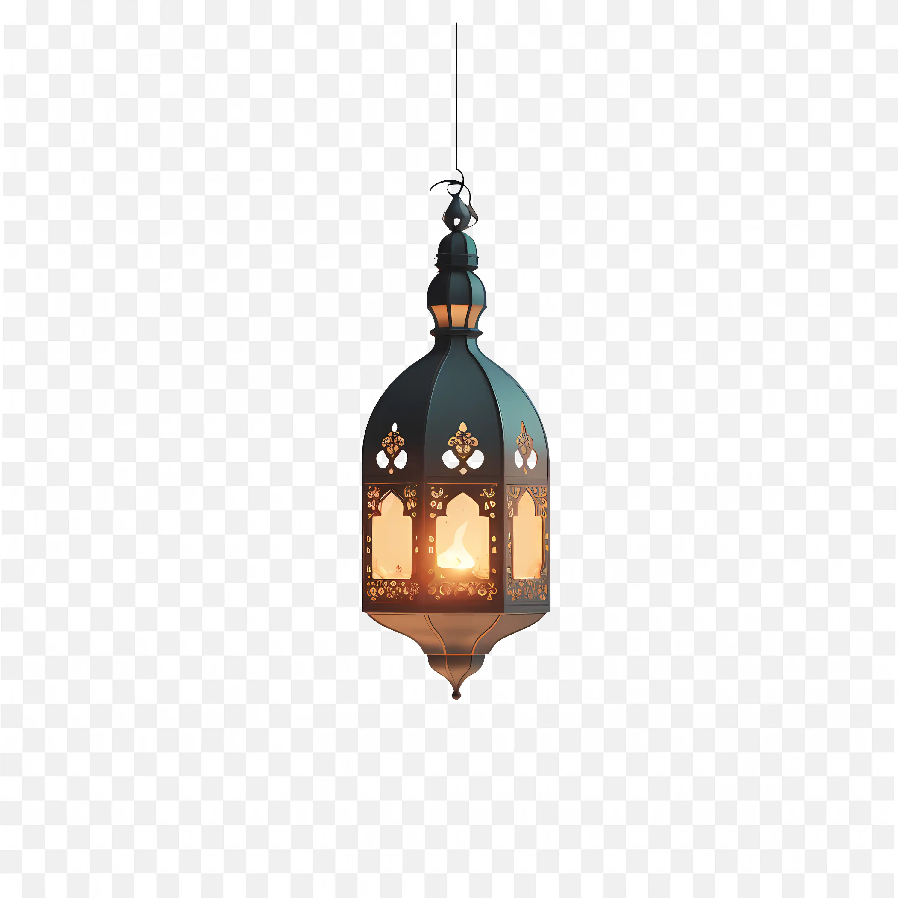 Hanging Decorative Lantern with a Warm Candle Glow PNG