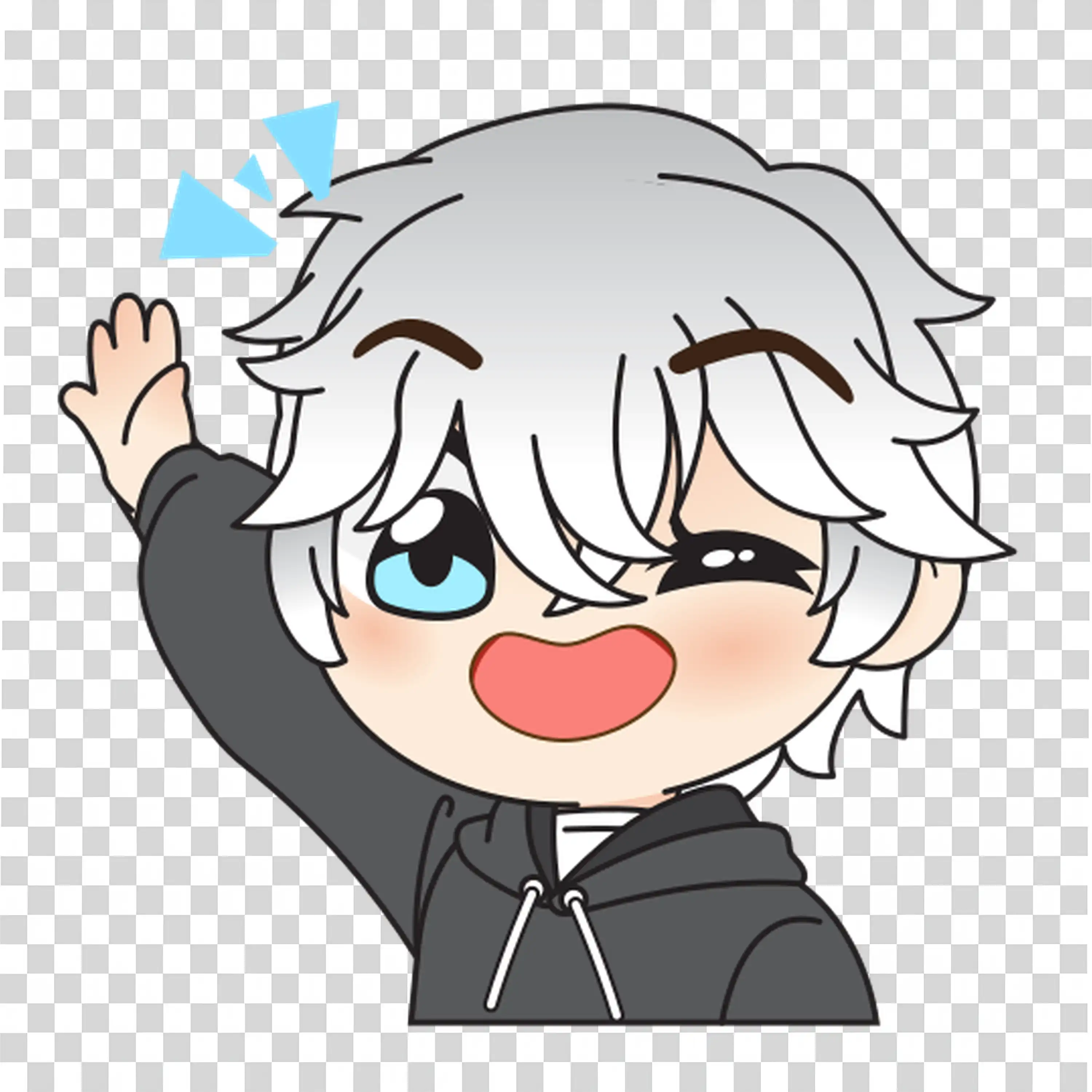 Happy boy waving his arms in joyful excitement PNG image