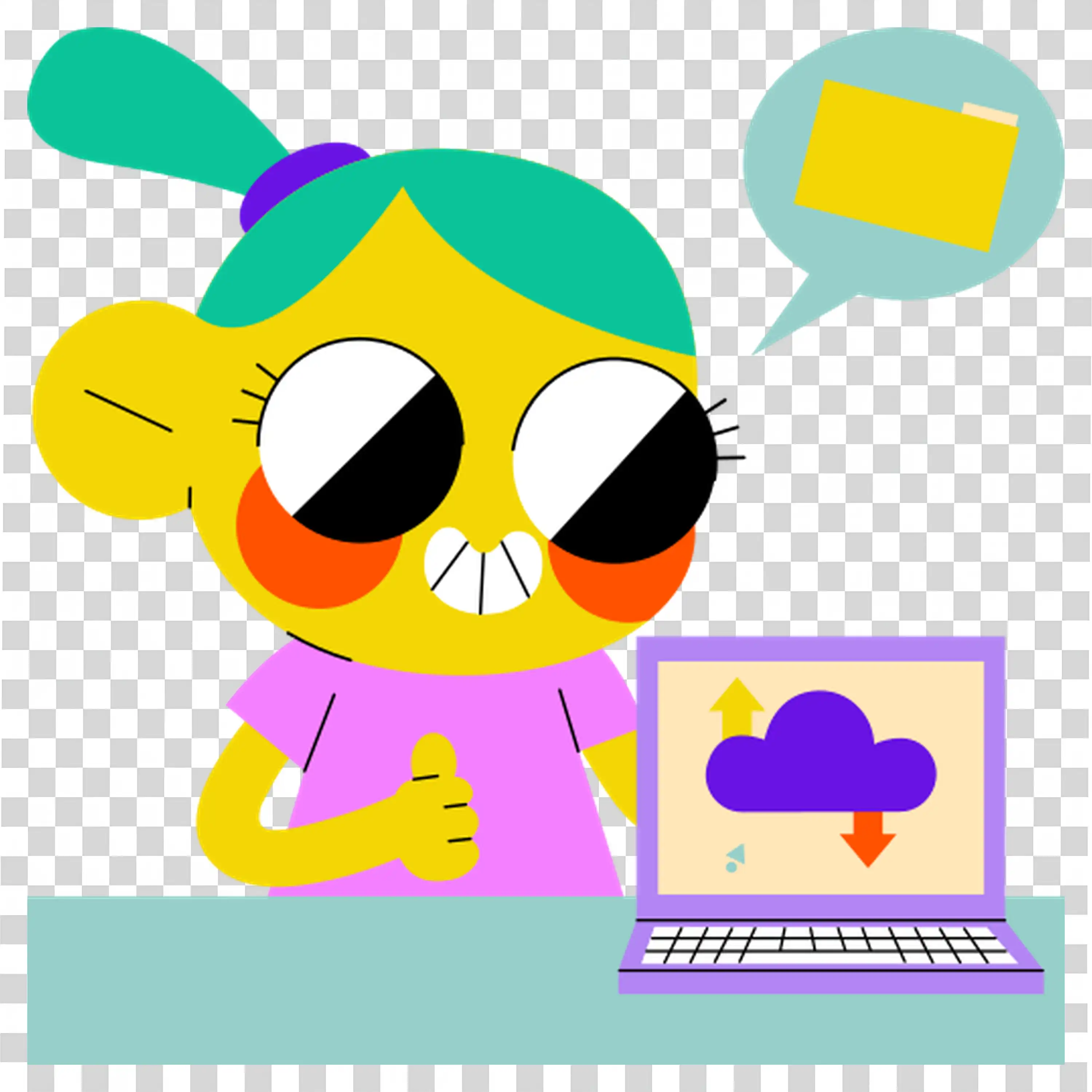 Happy child listening to music with a tablet screen