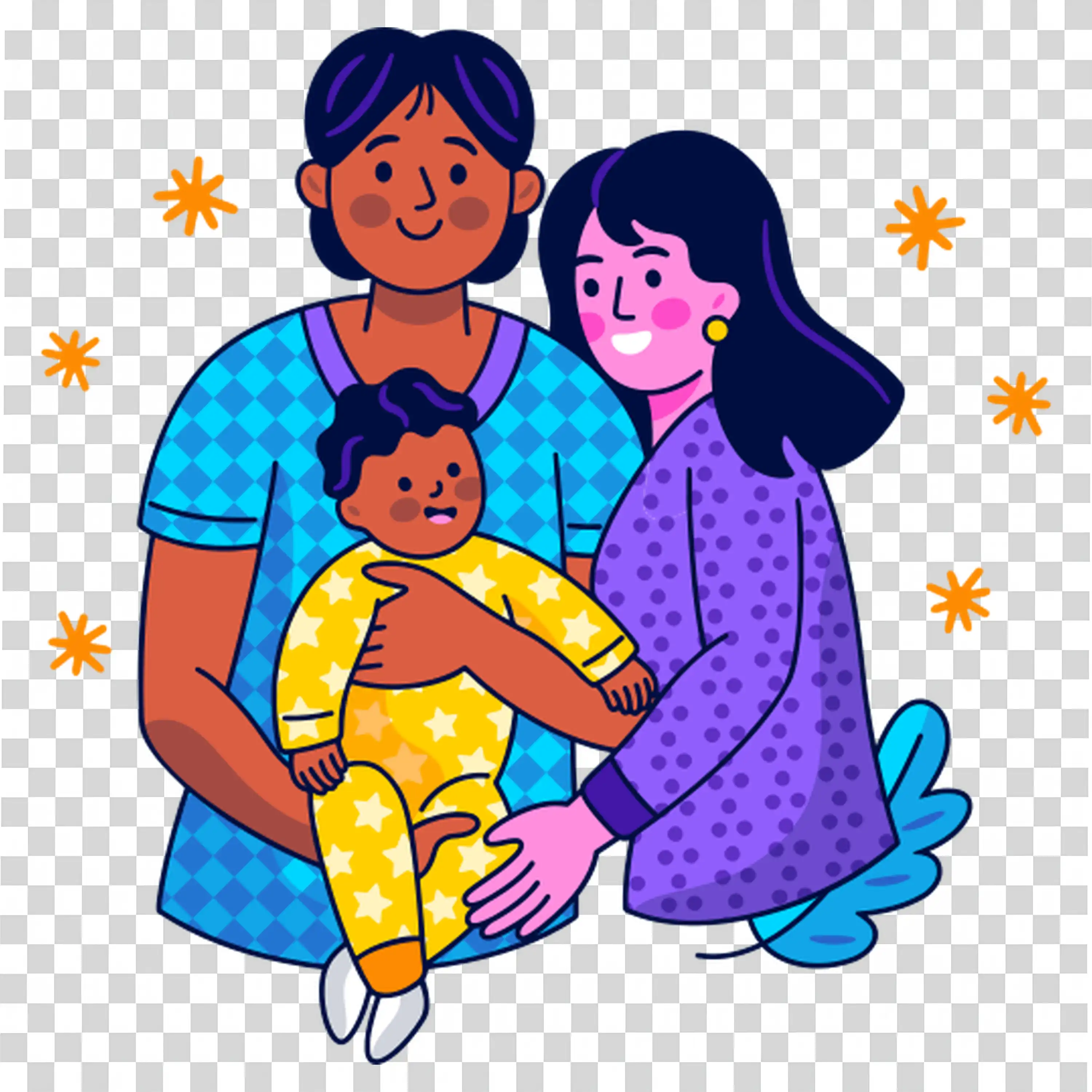 Happy Family Sitting Together With Cute Baby PNG image