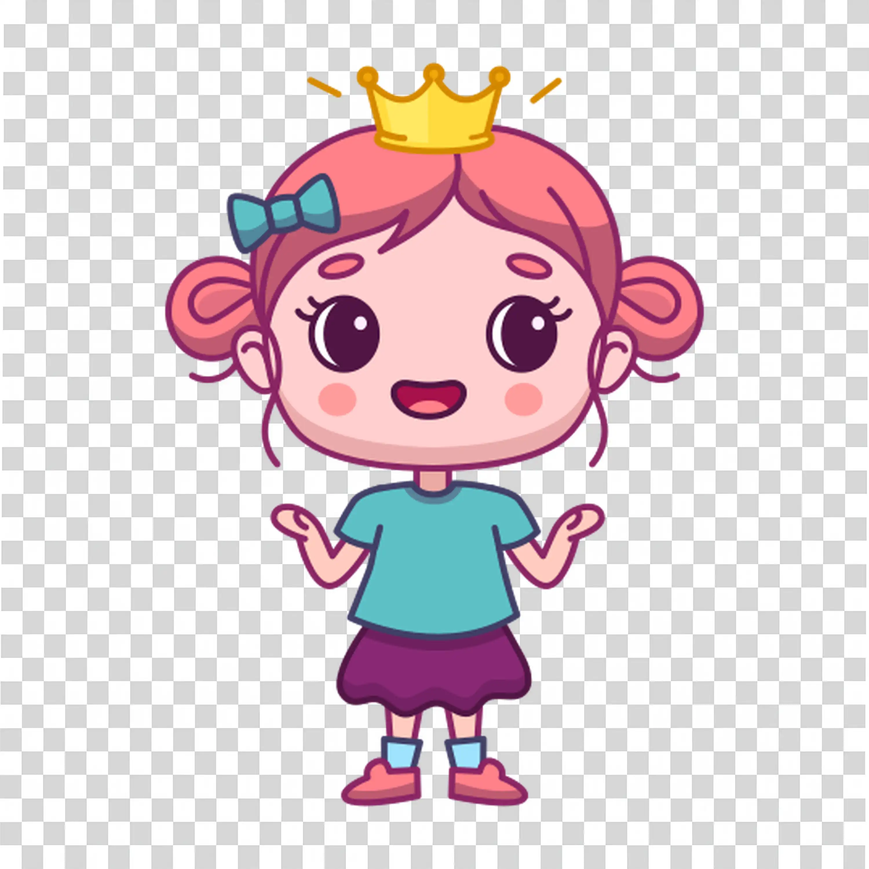 Happy girl standing confidently with pink hair bows