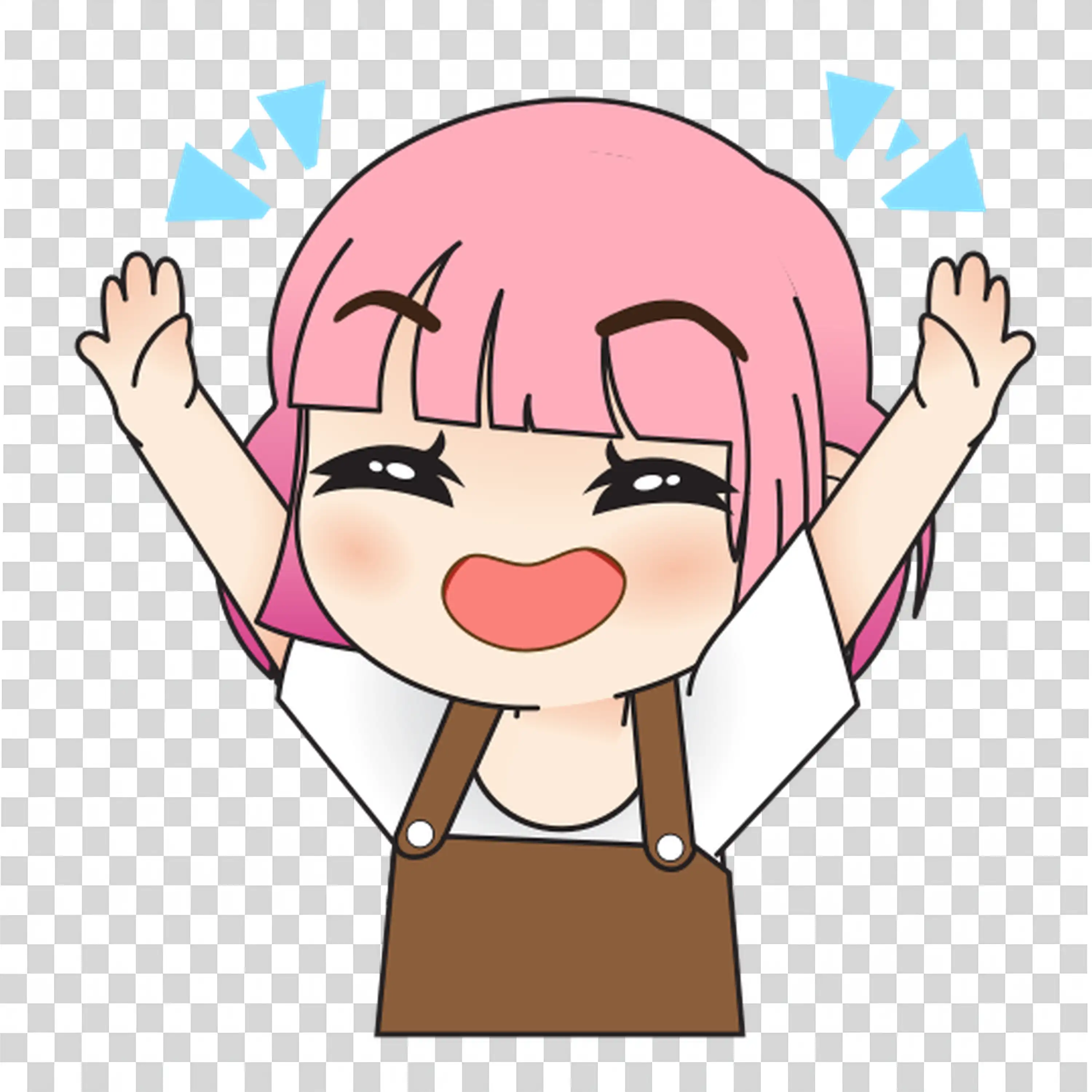 Happy Girl with Raised Arms and Joyful Expression free PNG
