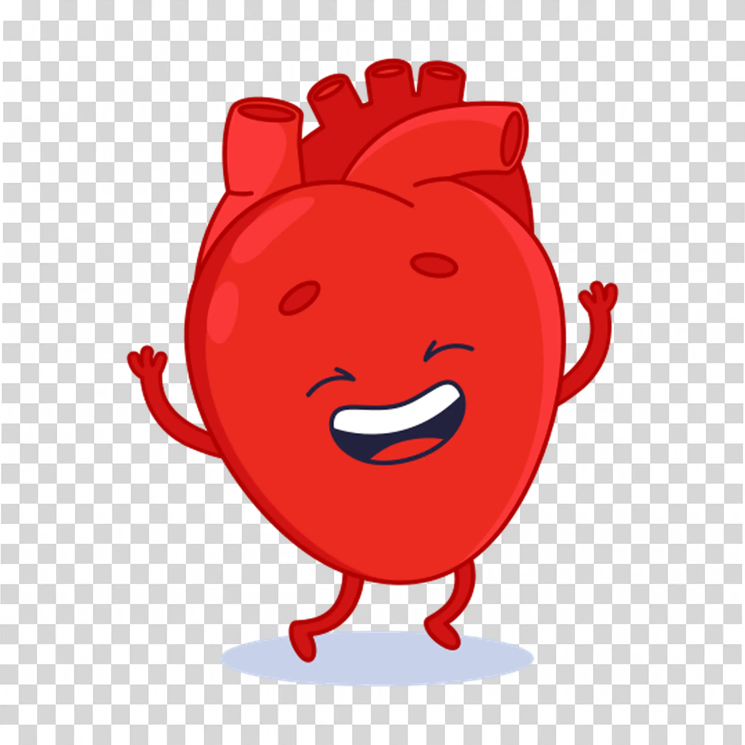 Happy red cartoon heart character smiling cheerfully