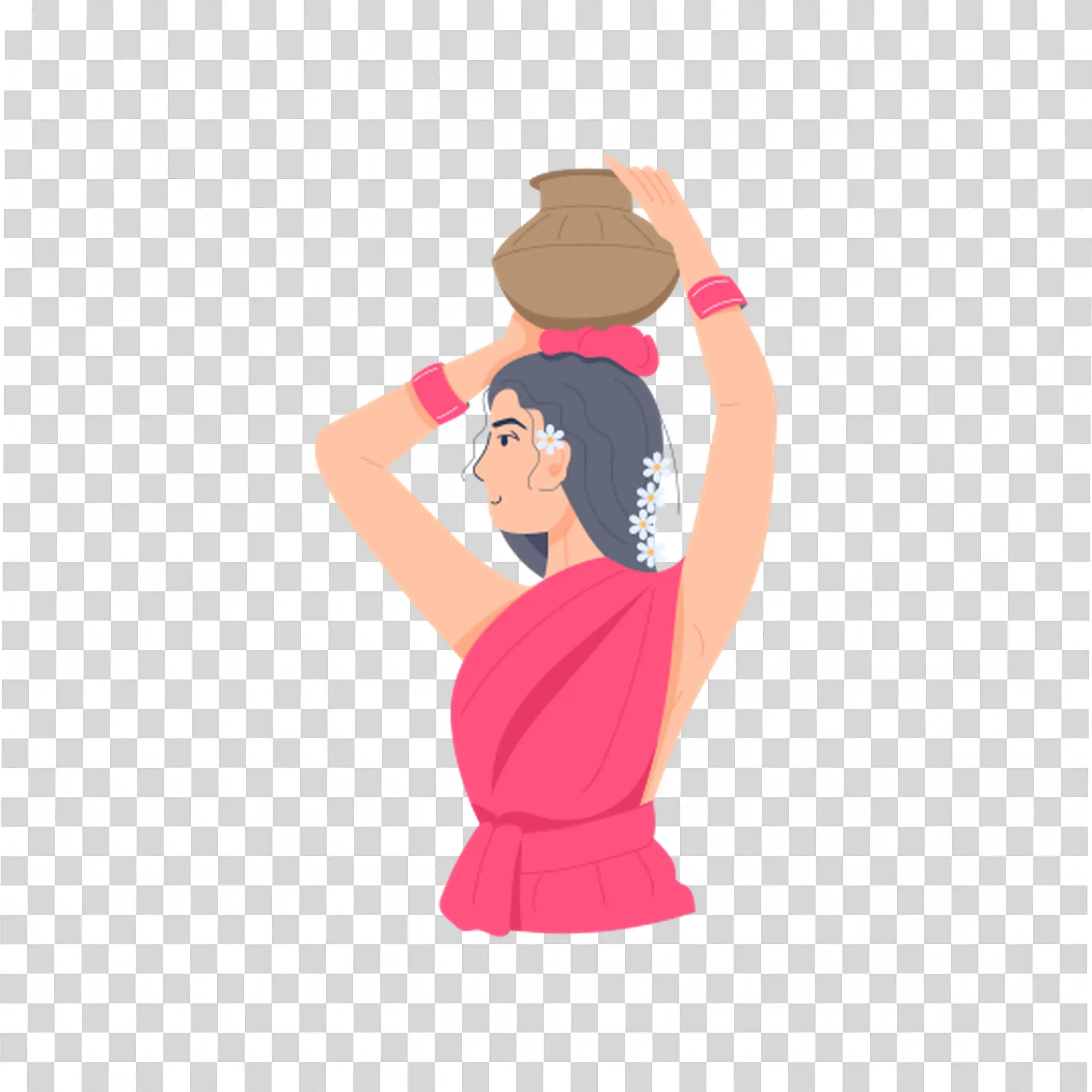 Happy woman dancing confidently with hand raised high