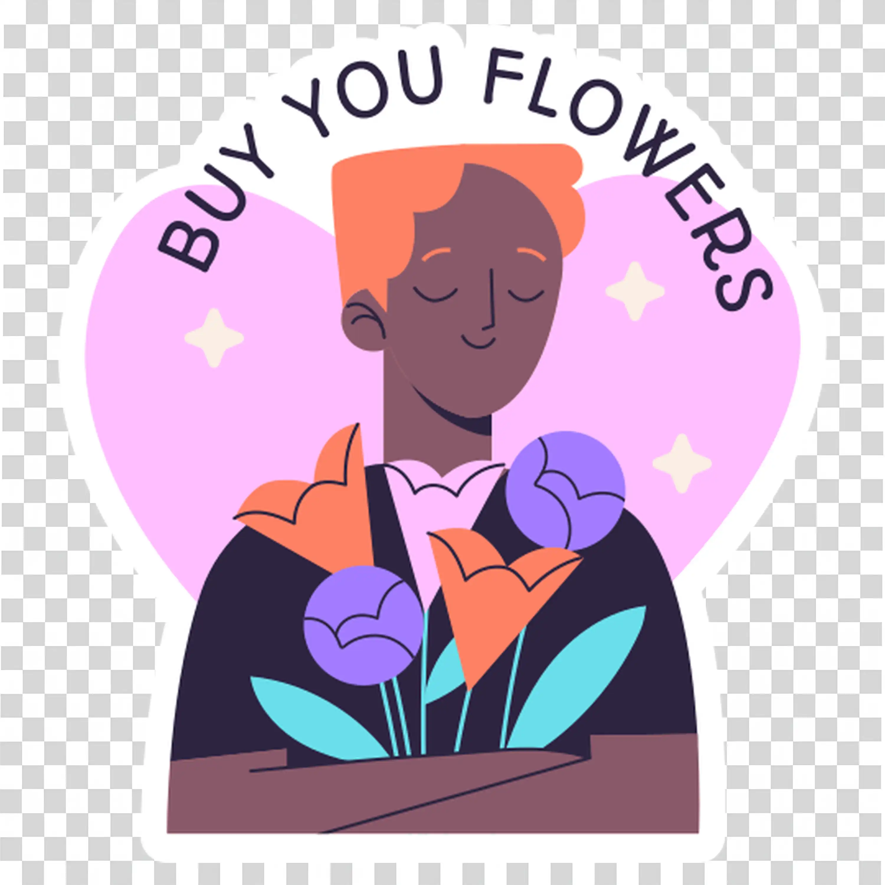 Happy woman holding bouquet of colorful fresh flowers