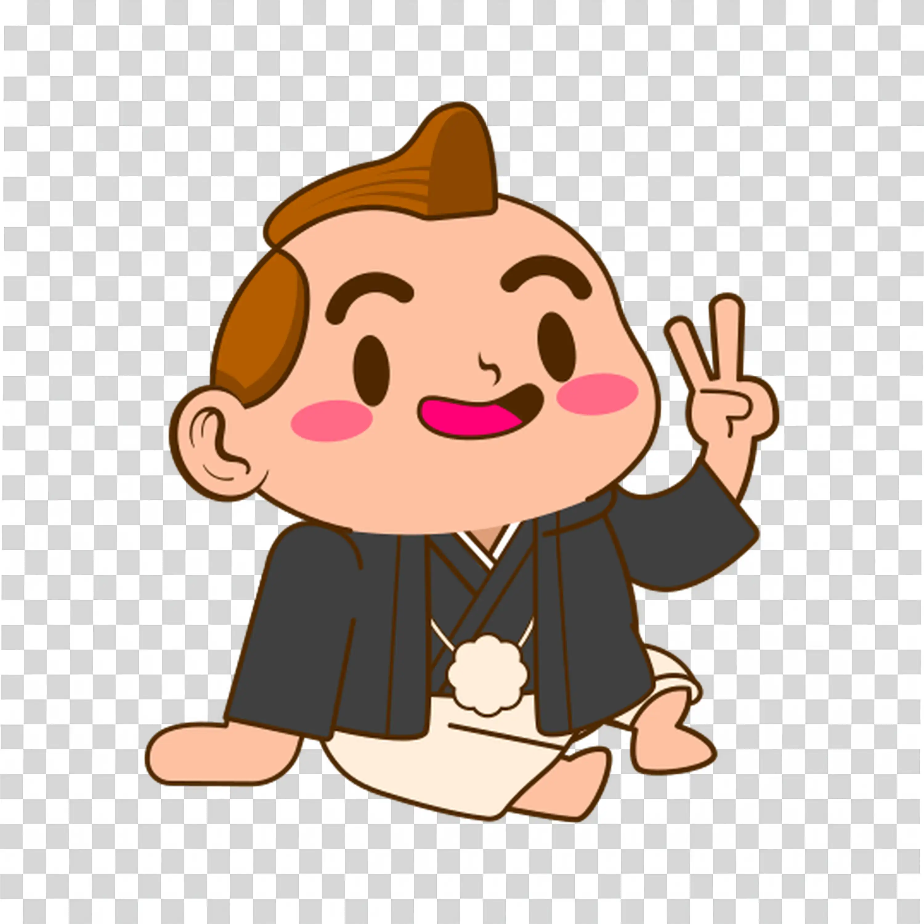 Happy Young Man Making Peace Sign with a Big Smile
