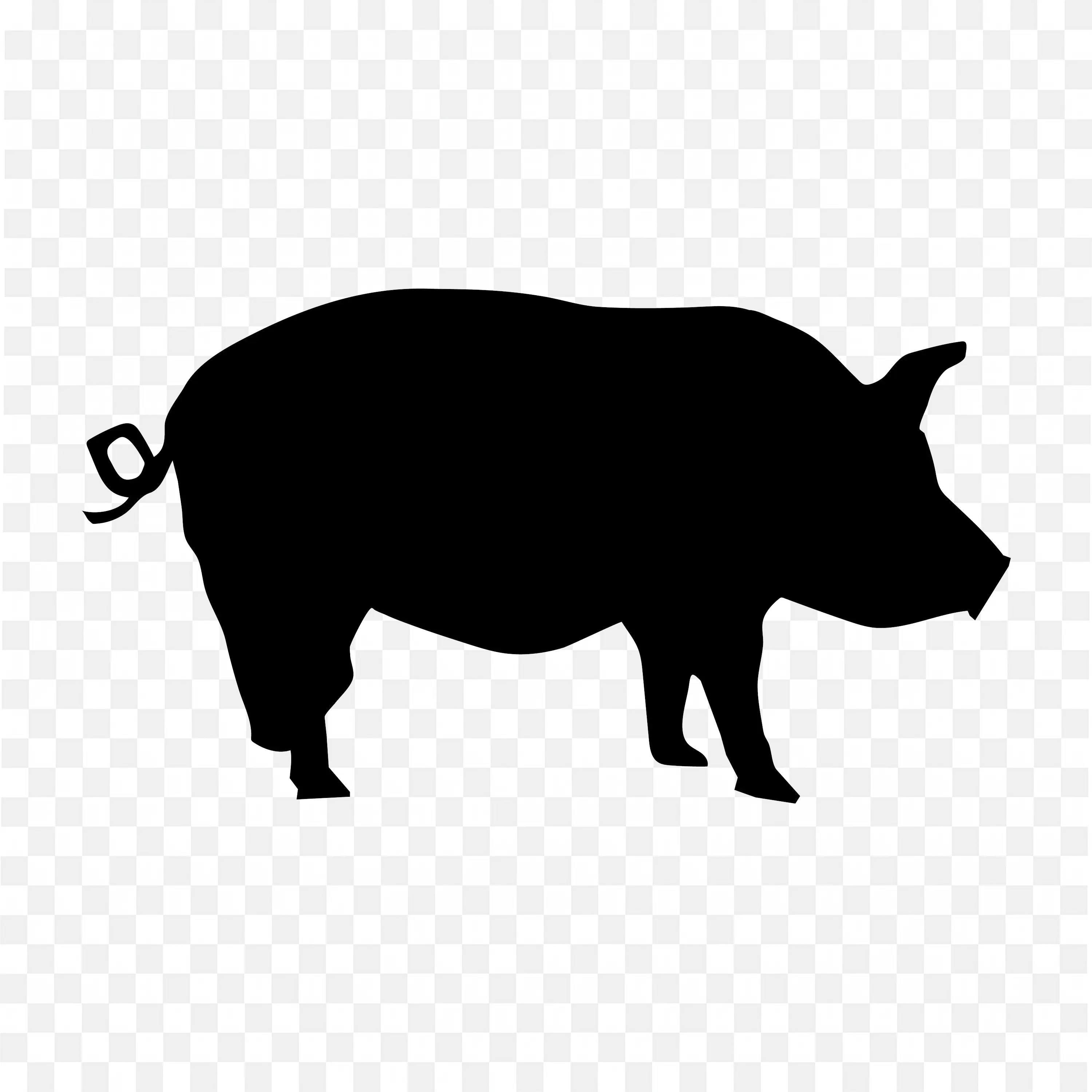 Hd Pig with Rolled Tail Walking Outline Free Png Download