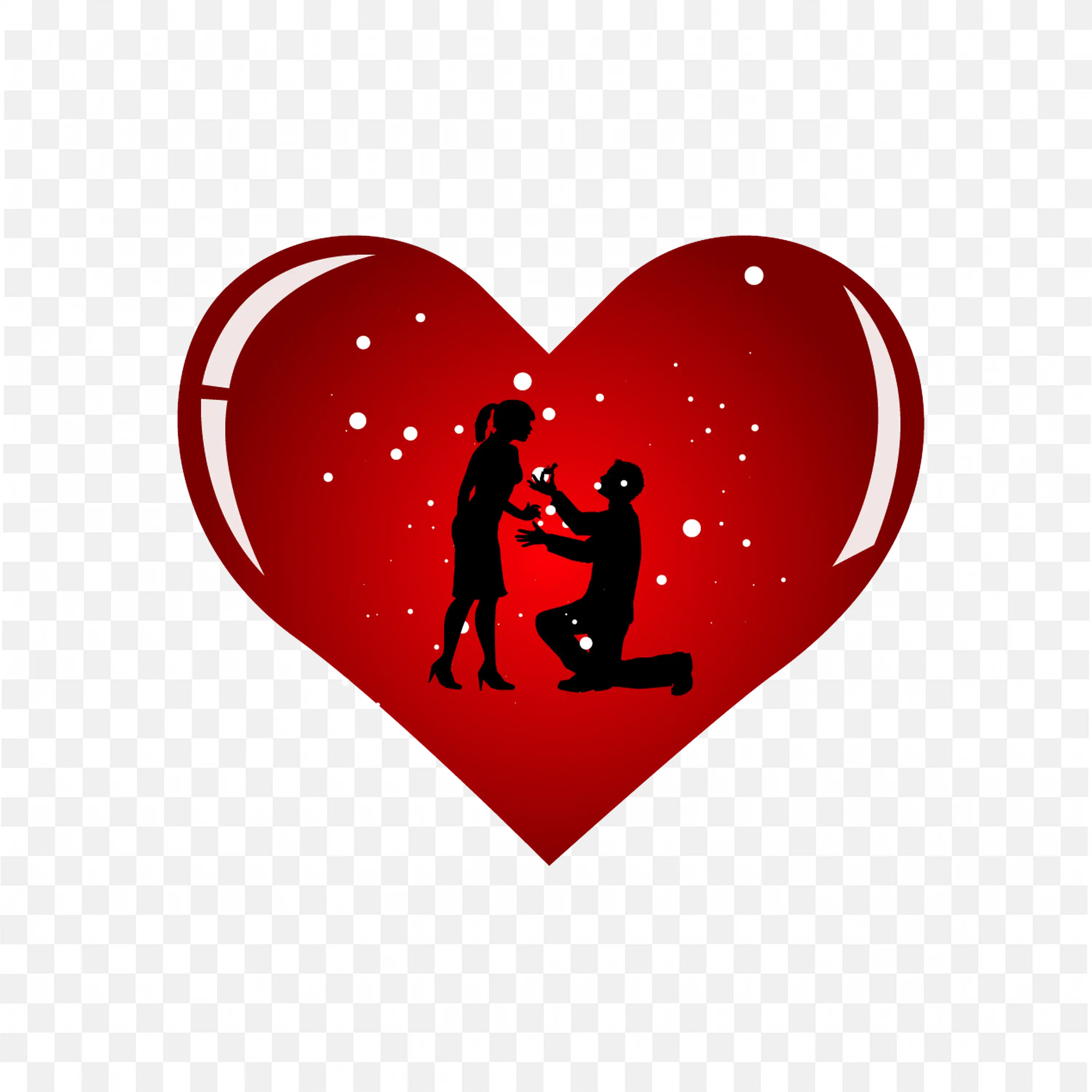 Heart with a Couple in Love Illustration Free PNG Download