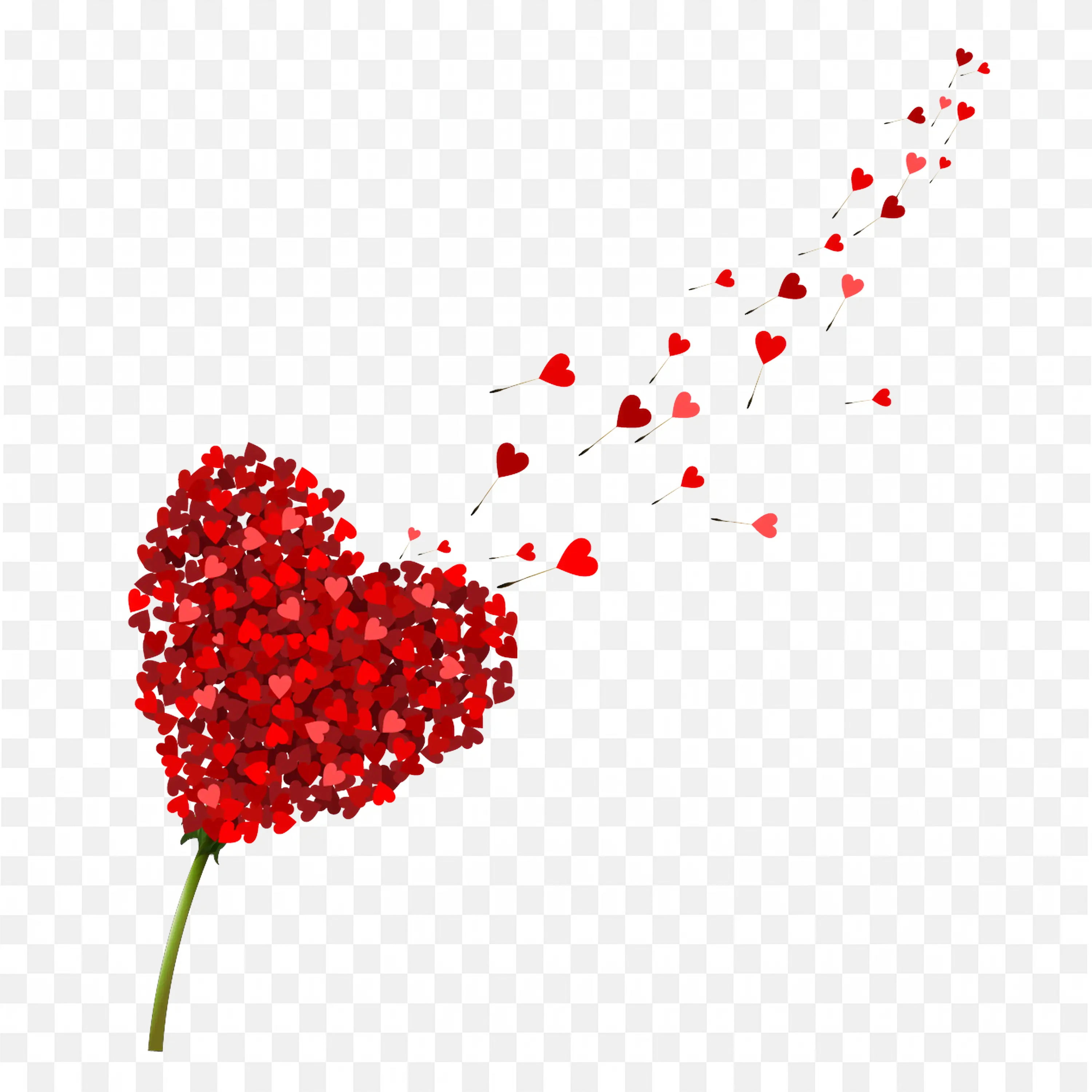 Heart Shaped Flower Releasing Heart Shape Arrows Free PNG