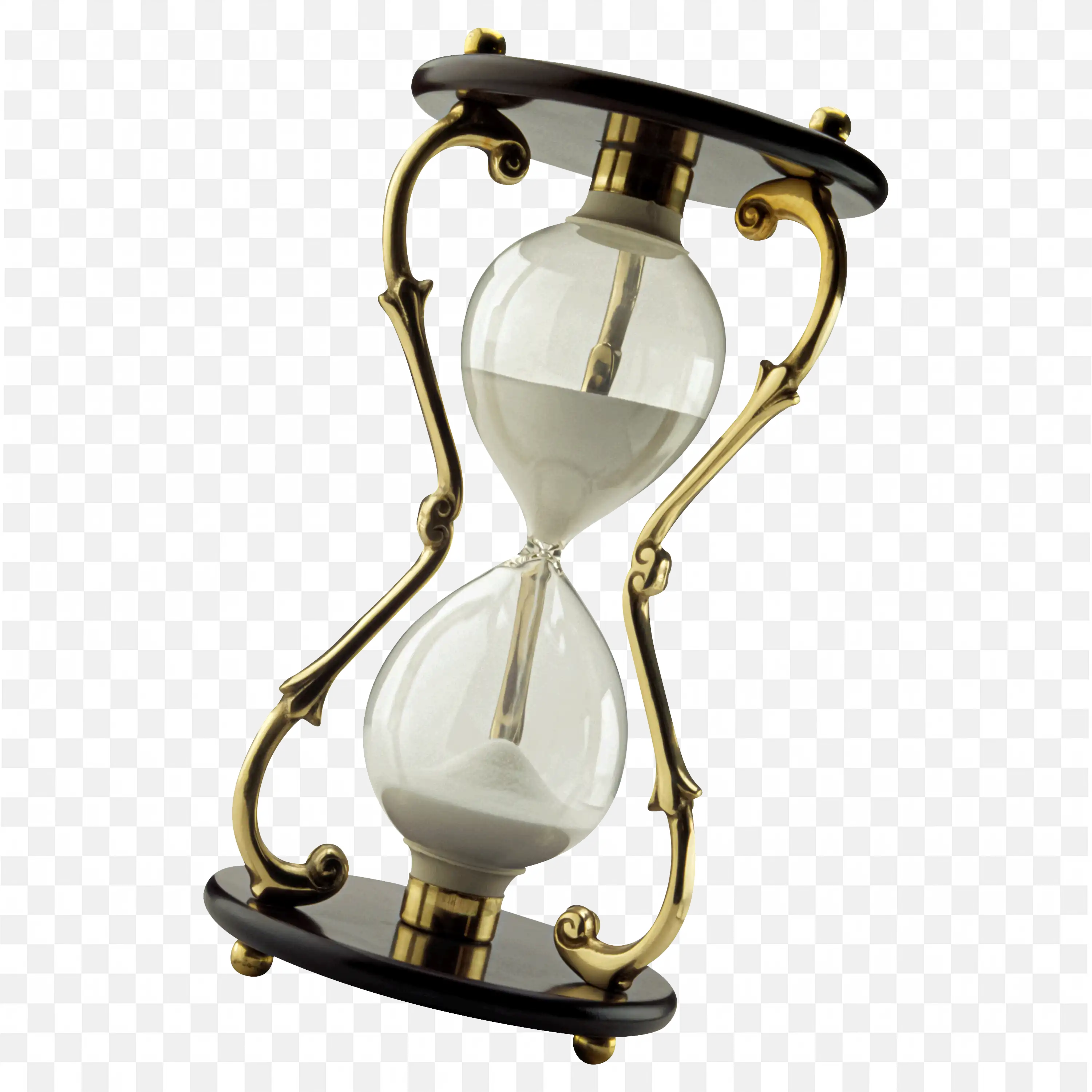 Hourglass with Golden Frame and White Sand Flow Clip Art