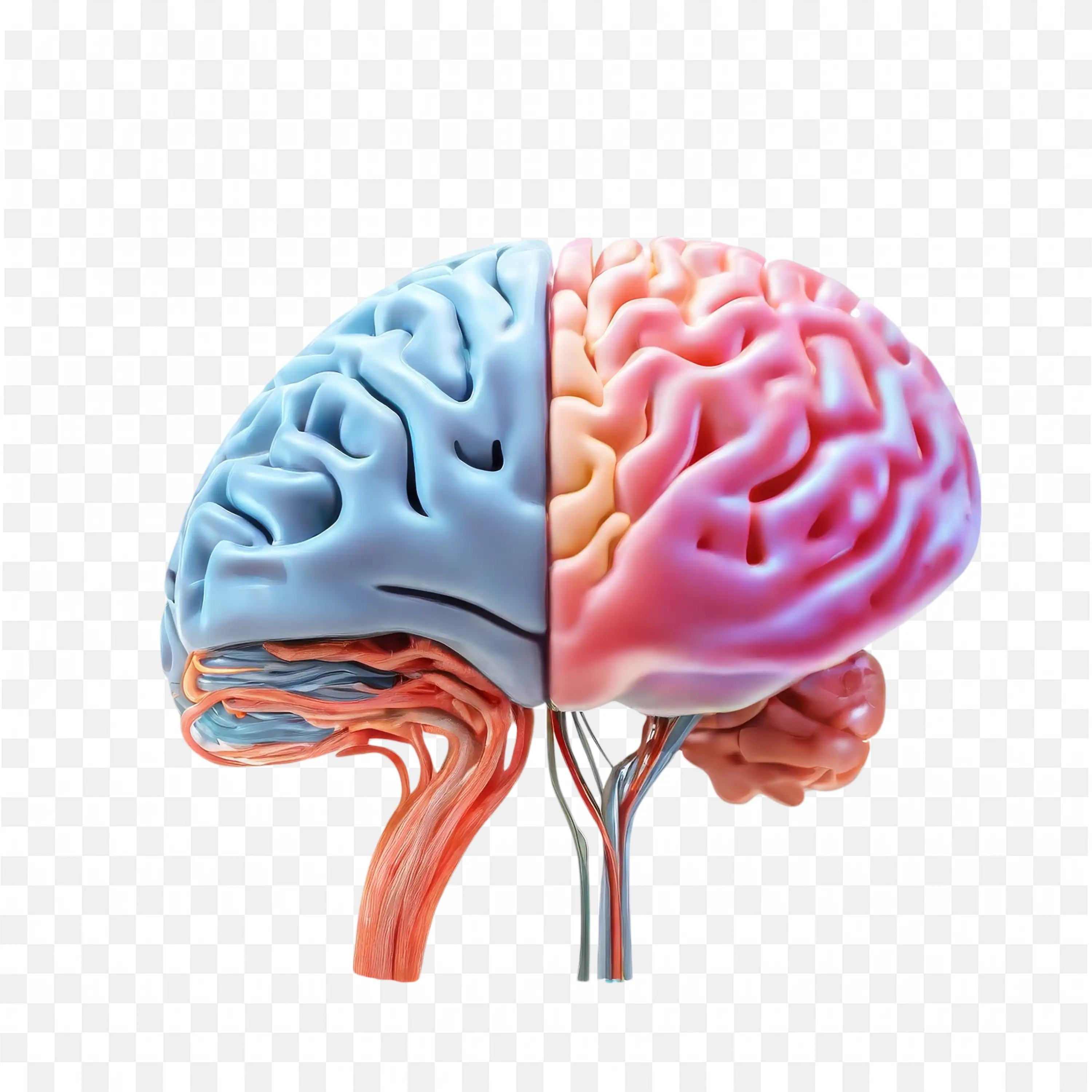 Human Brain Model Showing Left and Right Sides with Colours