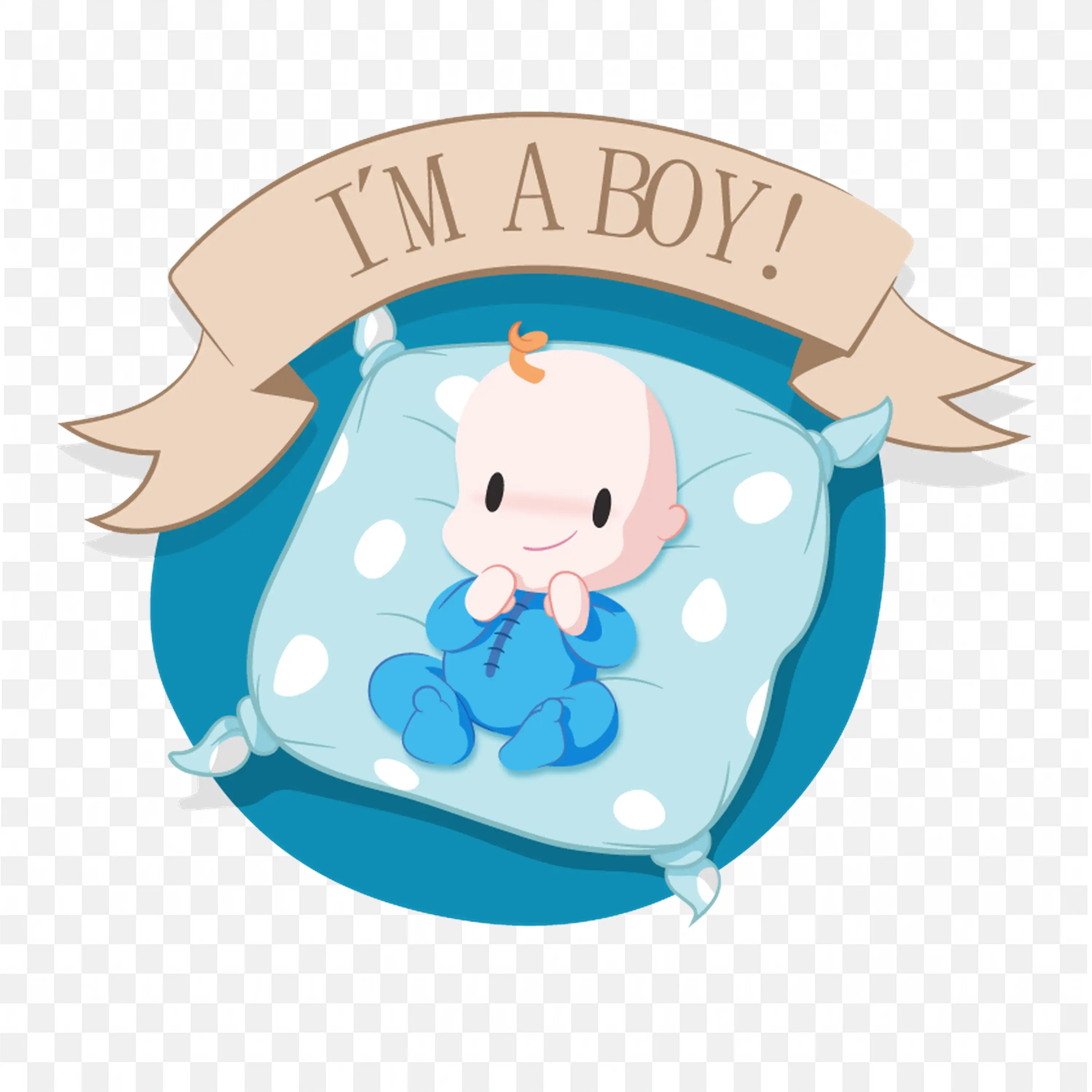 I M a Boy Baby Announcement with Baby Illustration PNG Image