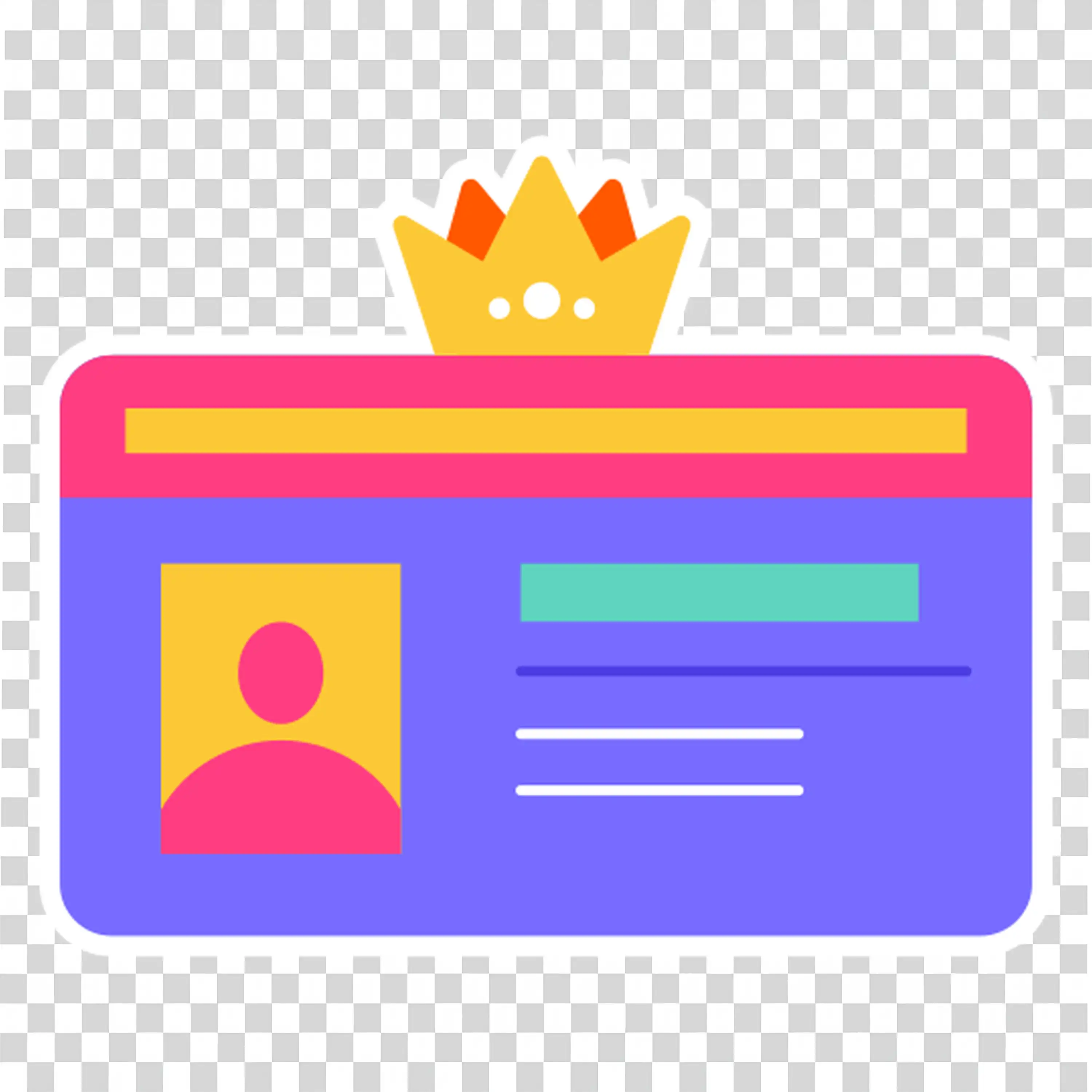 ID Badge with Female Profile and Crown Above Icon free PNG