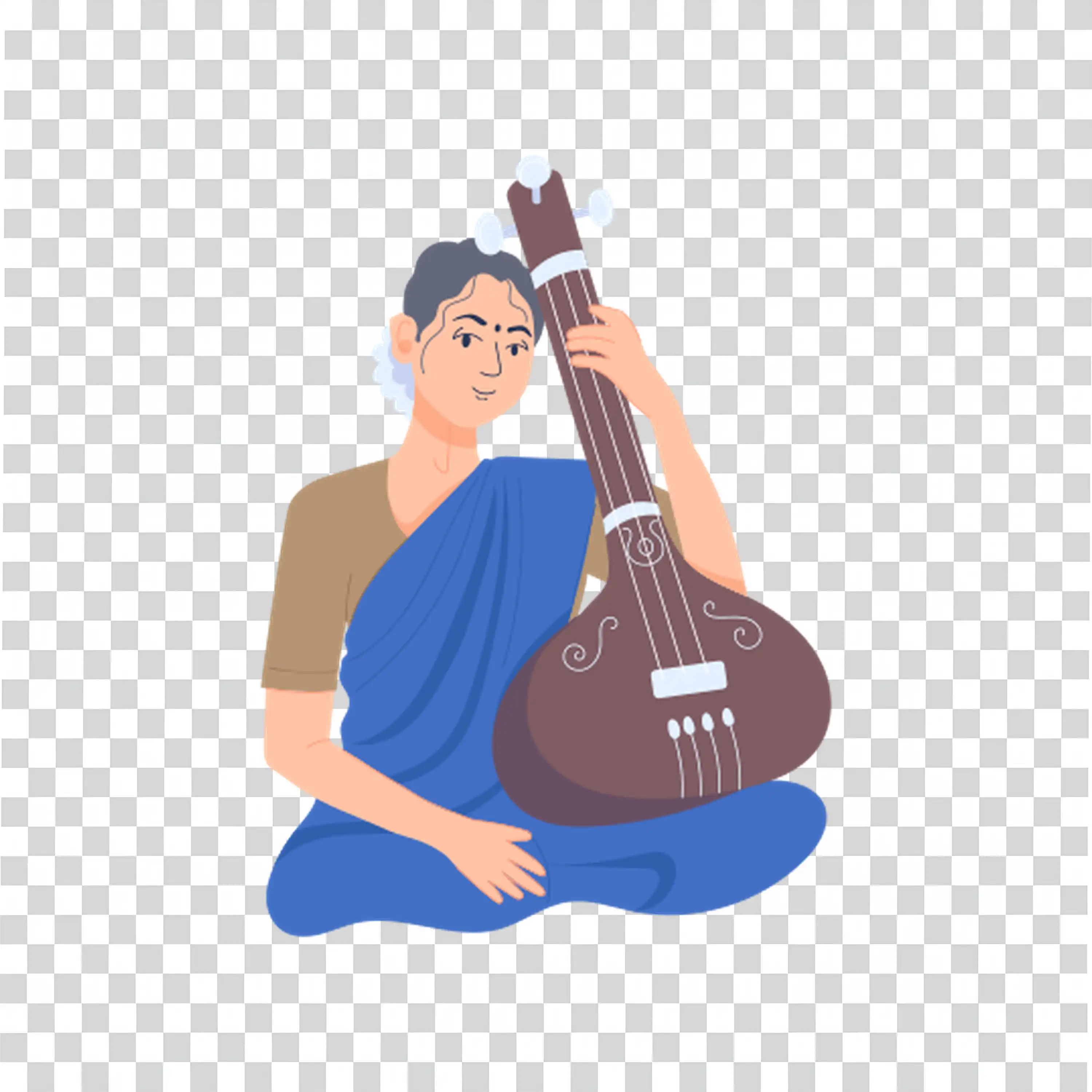 Indian Classical Musician Playing Sitar on Stage PNG