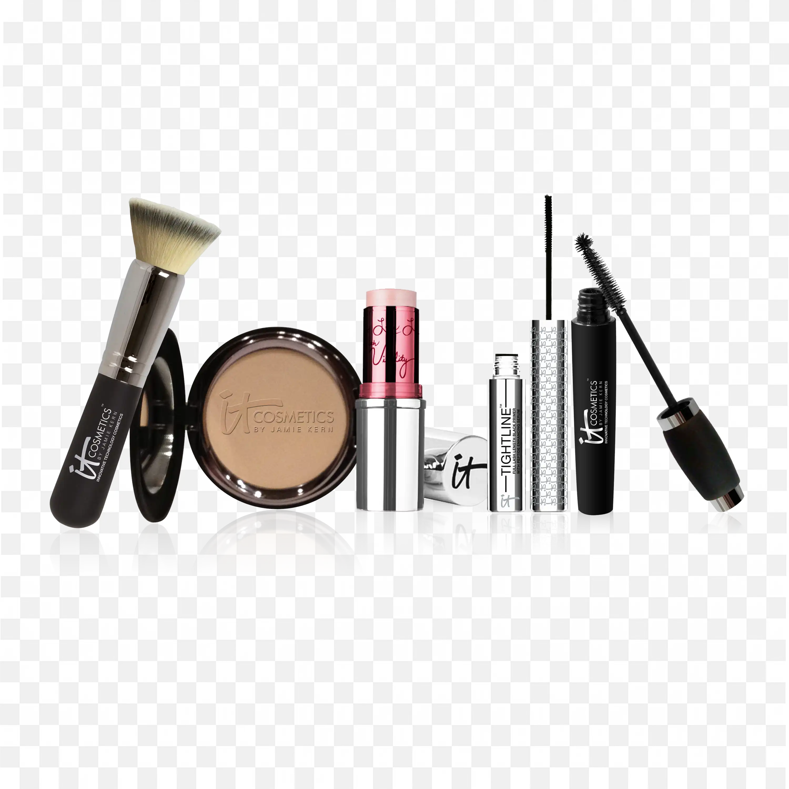 It Cosmetics with Lipstick Brushes and Compact Items PNG