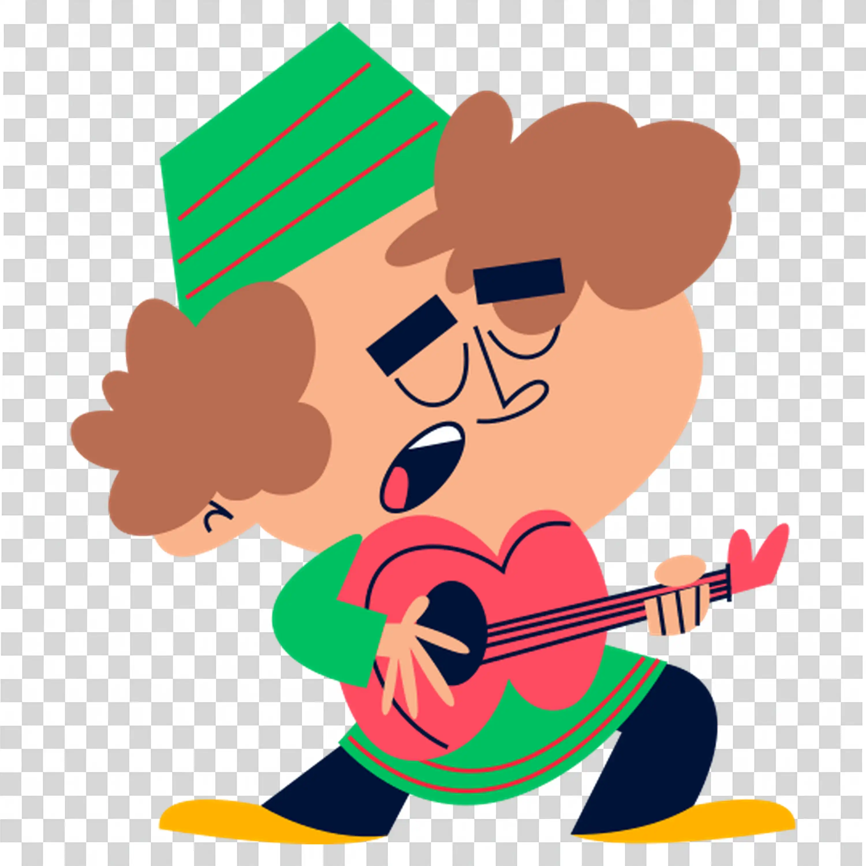 Jazz Musician Playing Guitar in Colorful Outfit free PNG