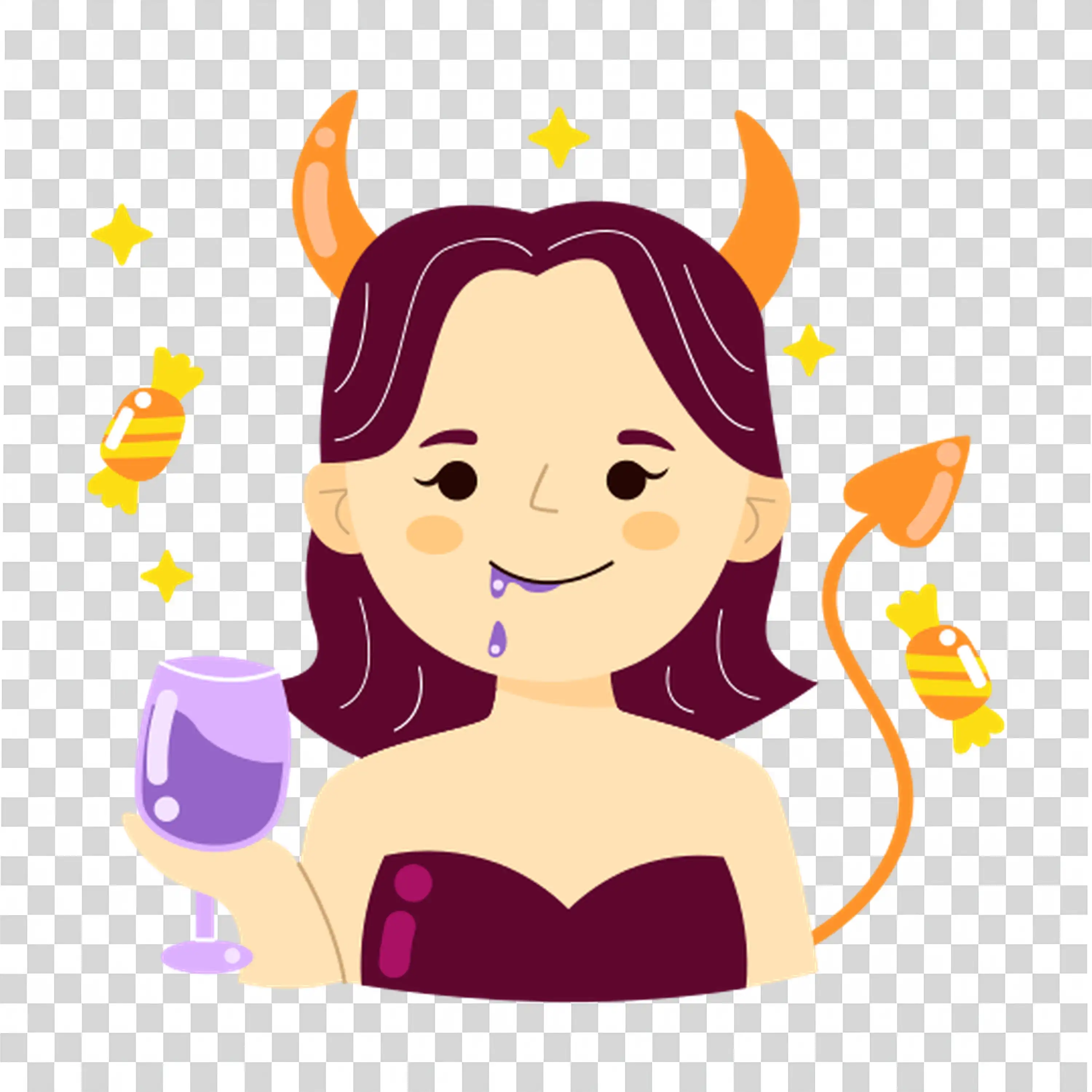 Lady In Red Dress Holding Glass With Bright Smile free PNG