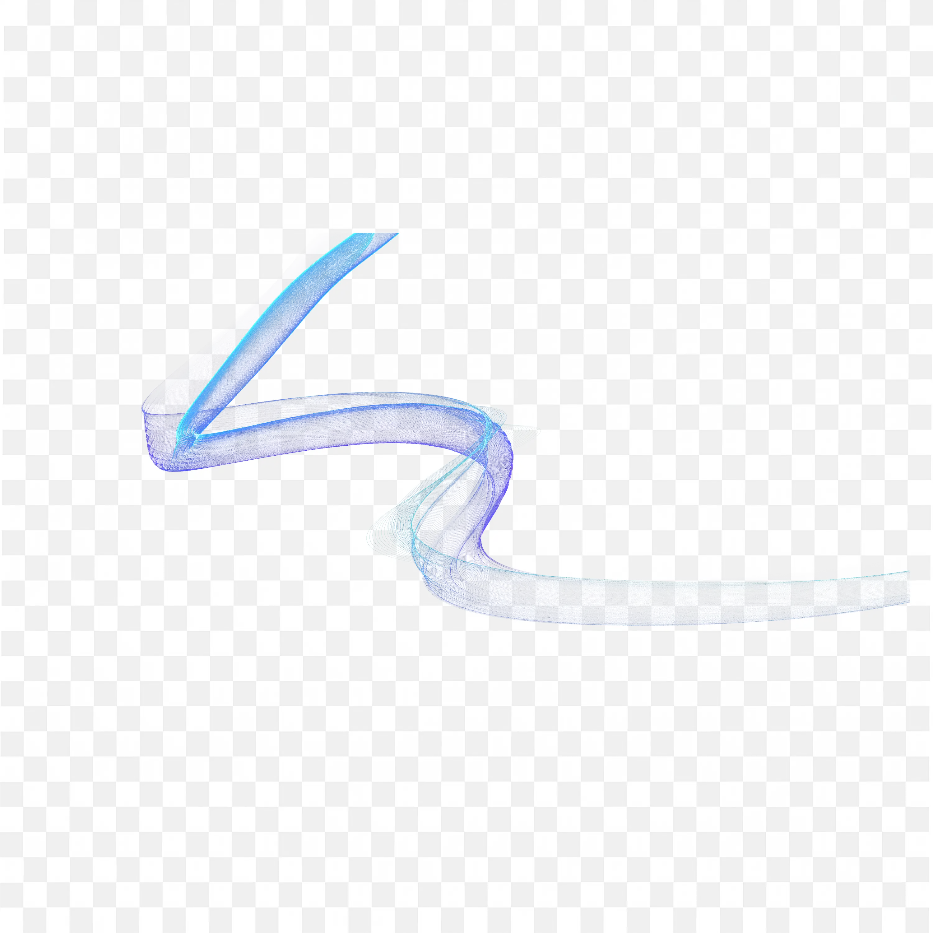 Light Blue Transparent Curved Ribbon Flowing Clip Art PNG