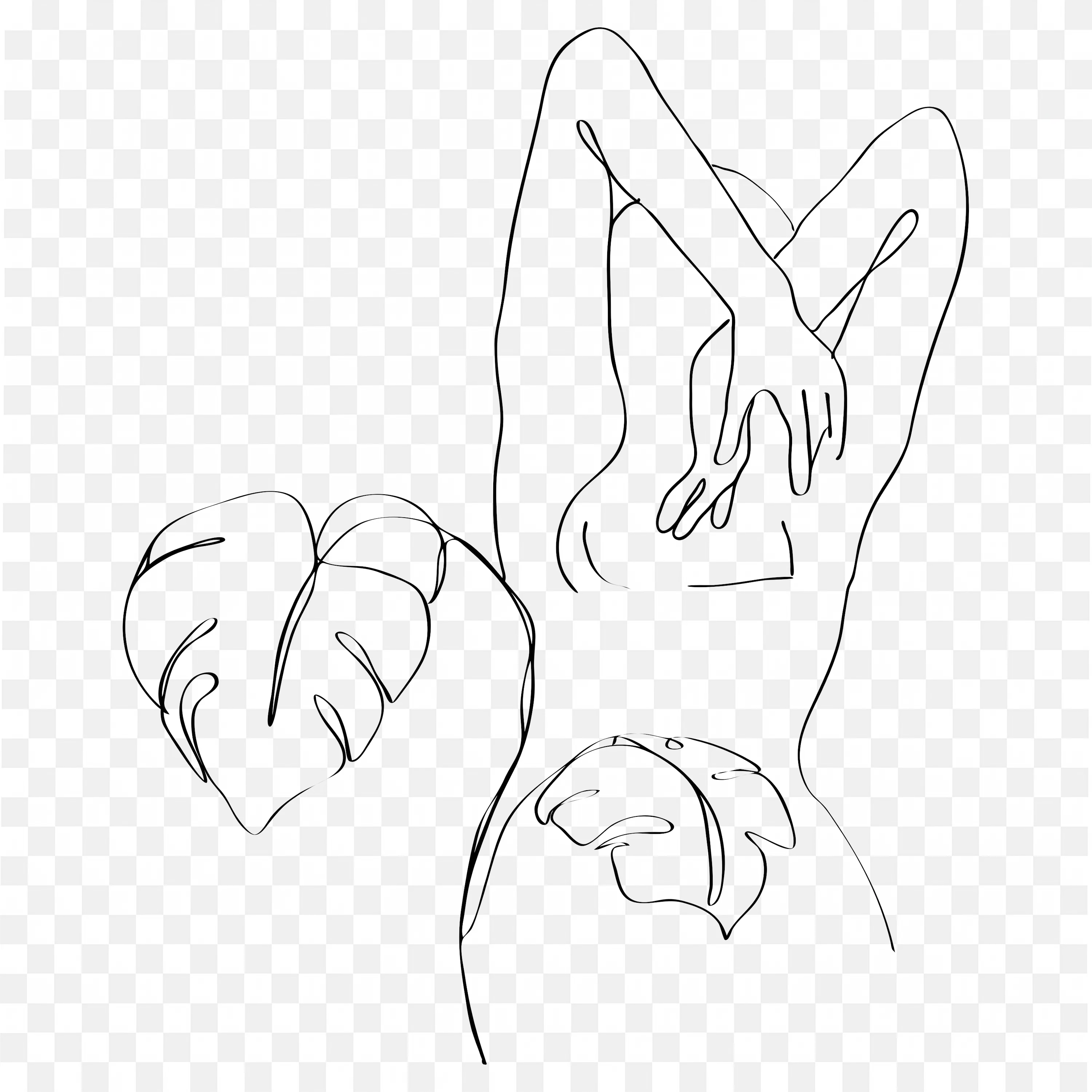 Line Art of a Person Posing Along with Leaves Free PNG Image