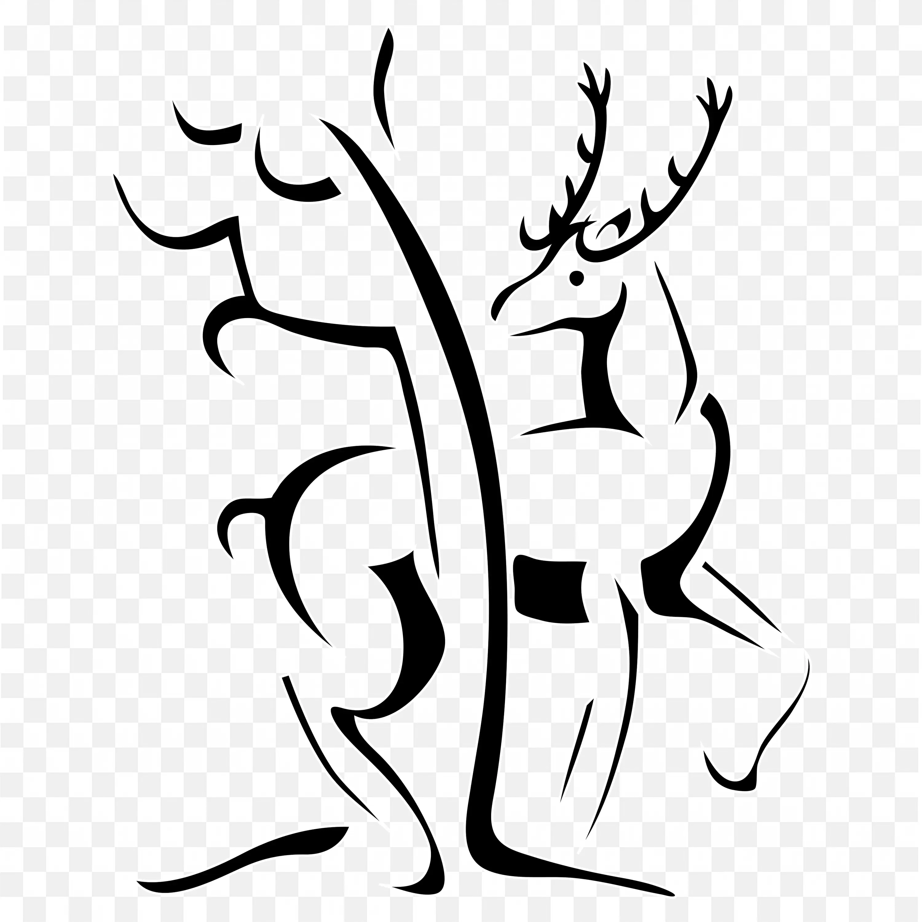 Logo Design Shade of a Deer with a Tree Png Free Download