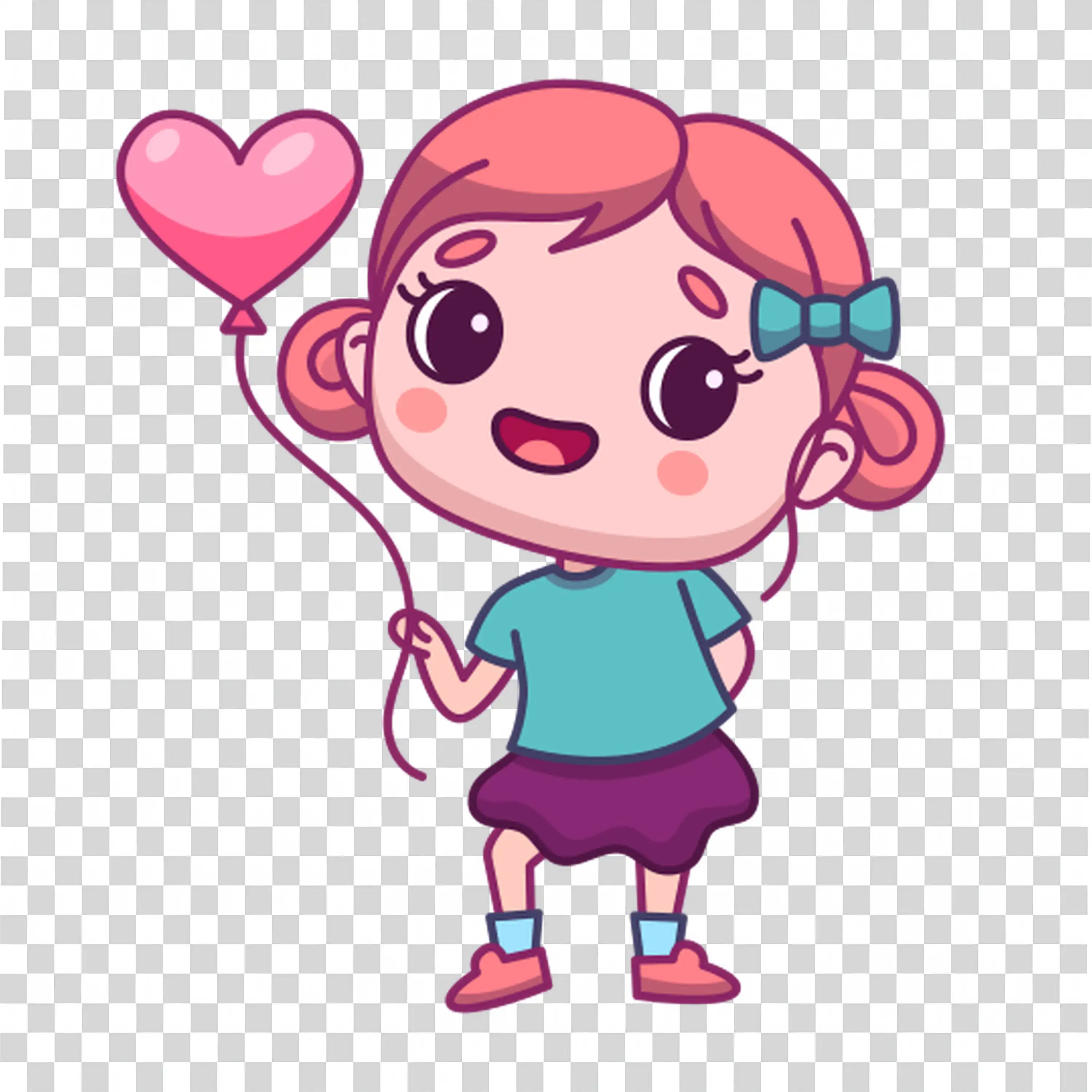 Loving girl with a heart symbolizing kindness and care
